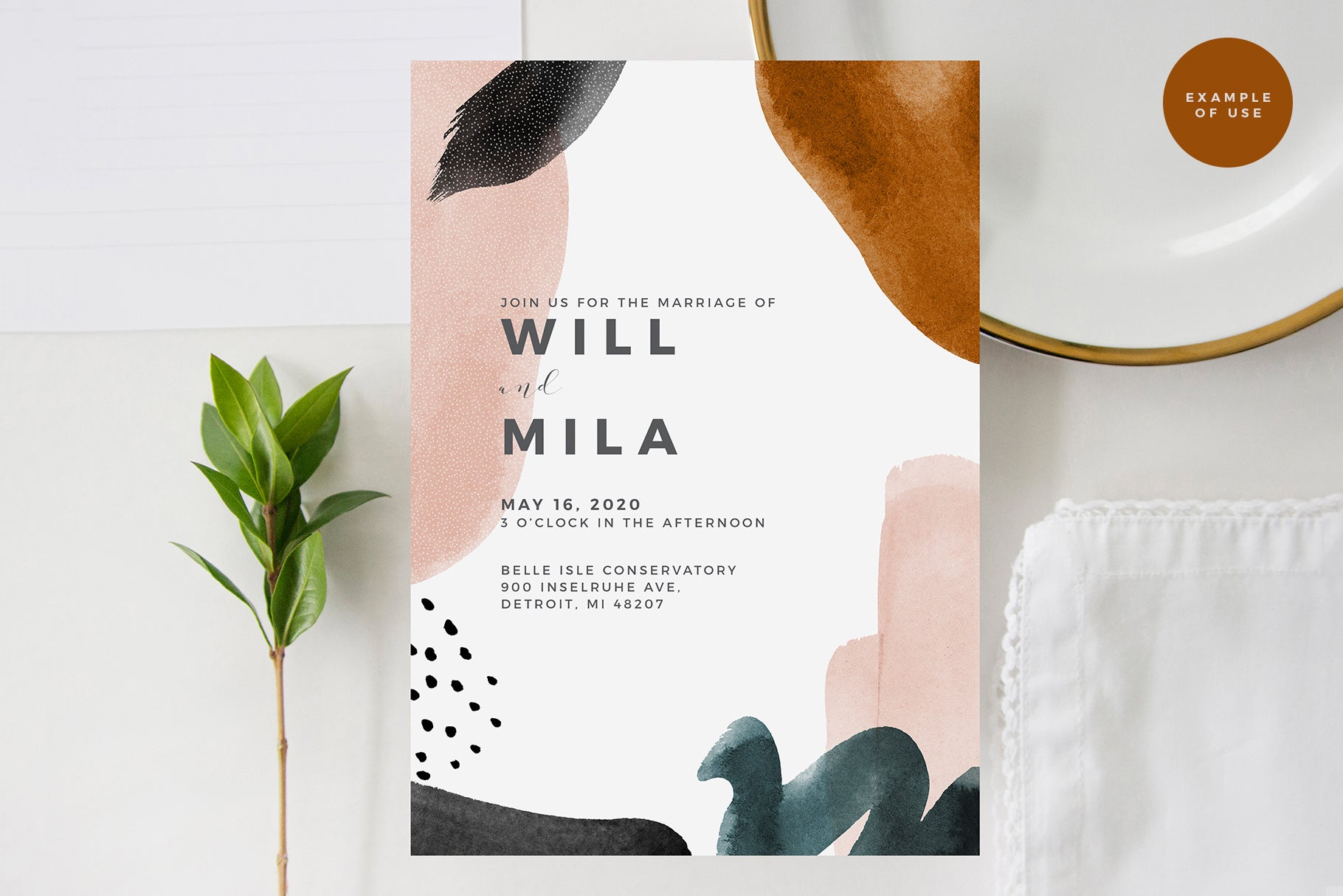 watercolor wedding invitation design