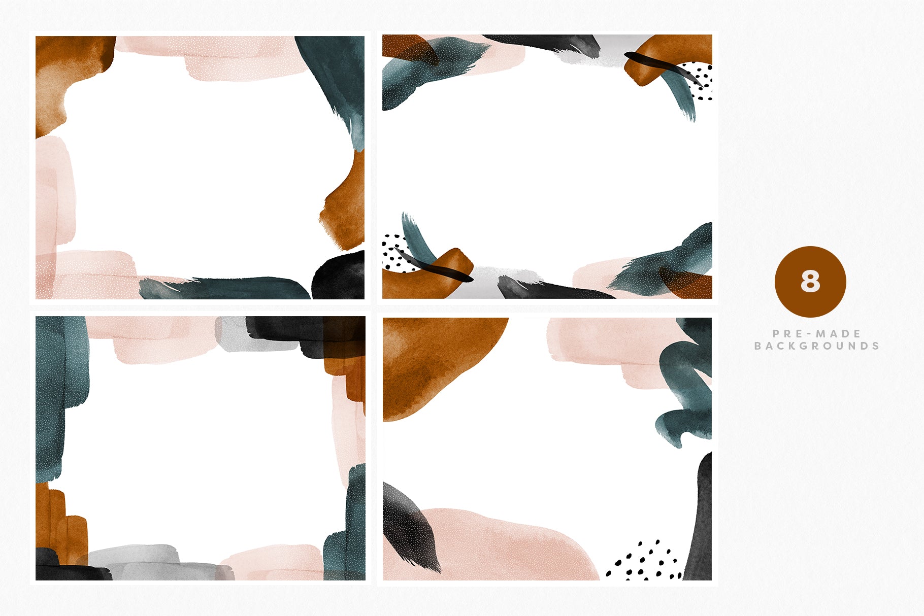 four abstract watercolor frames
