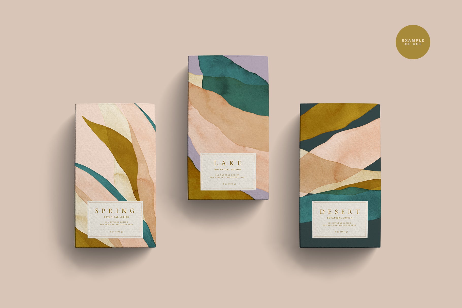 packaging design with watercolor elements