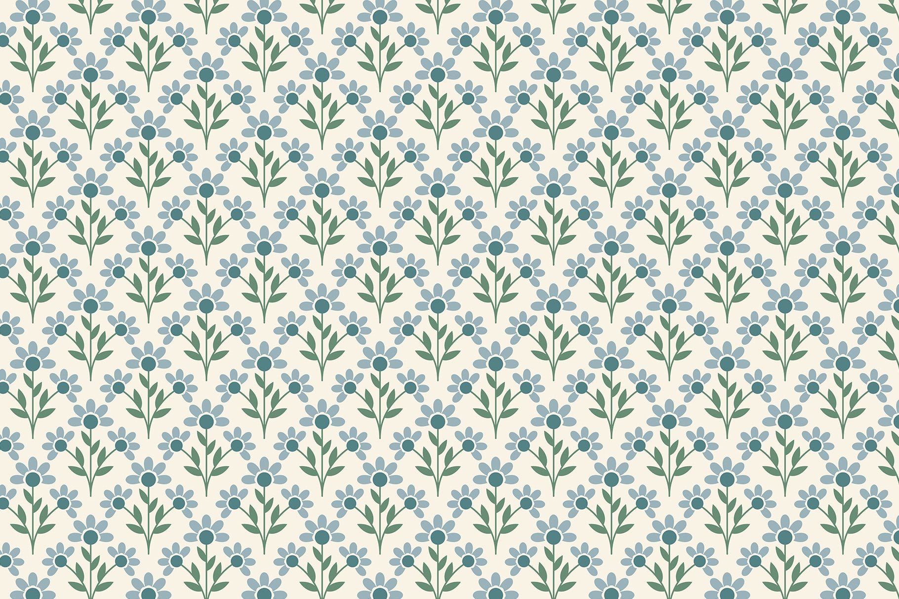 blue seamless folk floral pattern