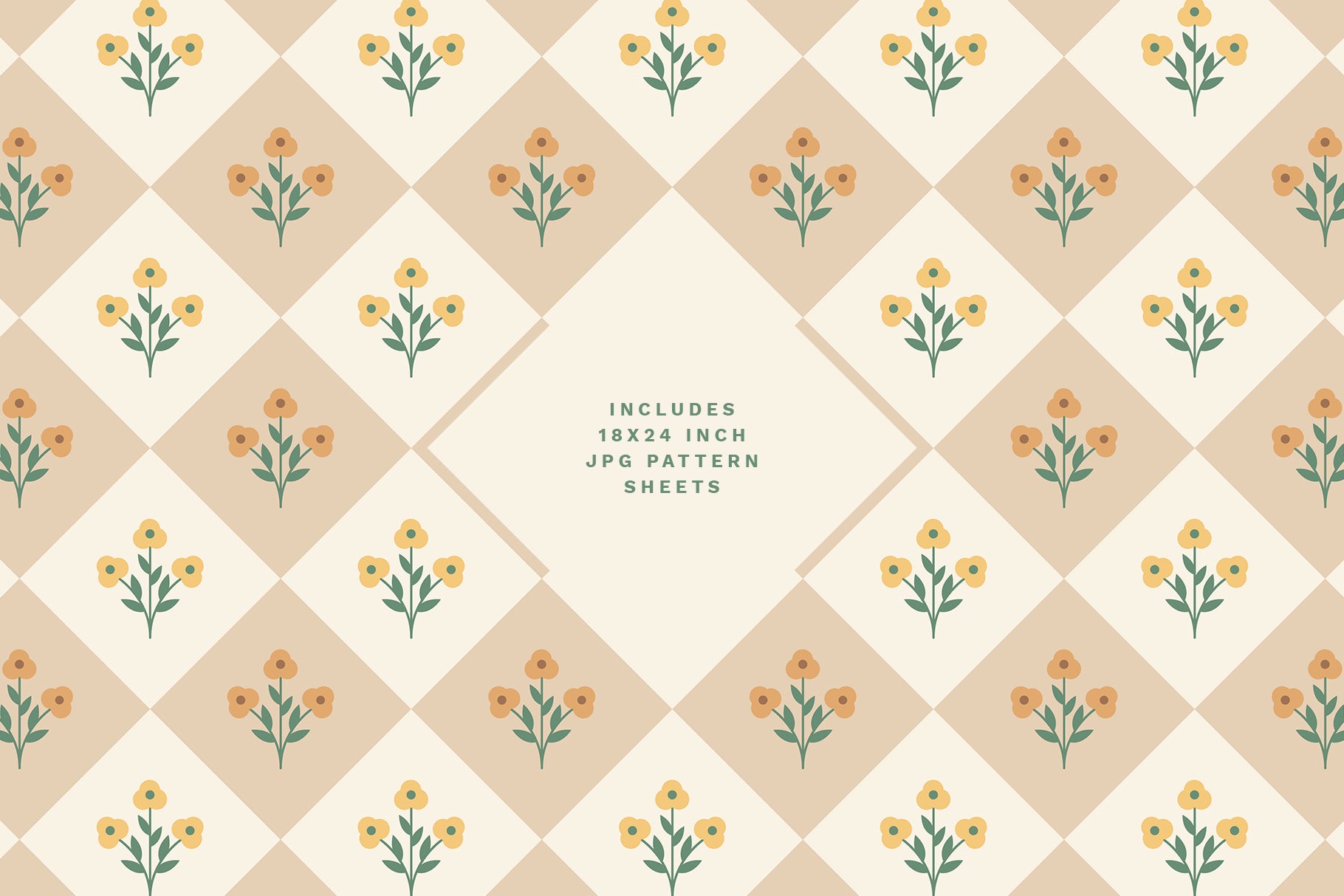 boho flowers check floral pattern