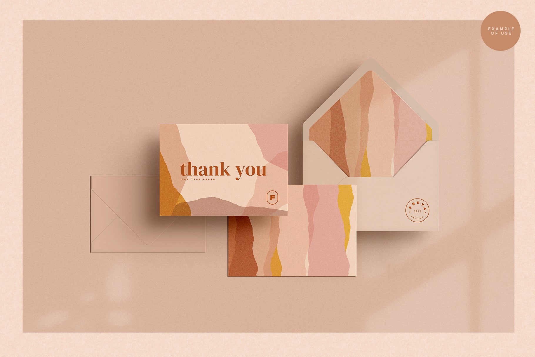 stationery design with abstract paper cutout shapes