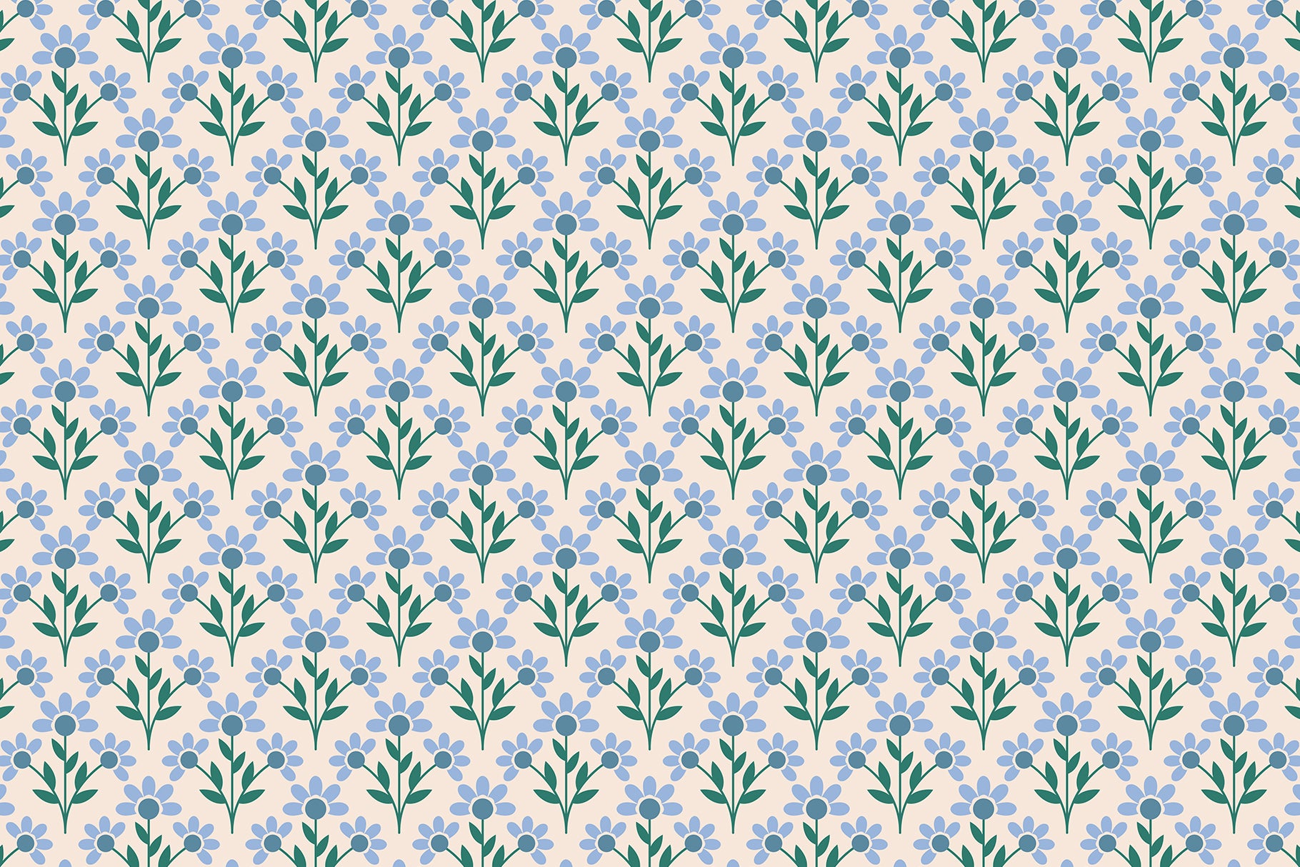 Cottagecore patterns in blue and white