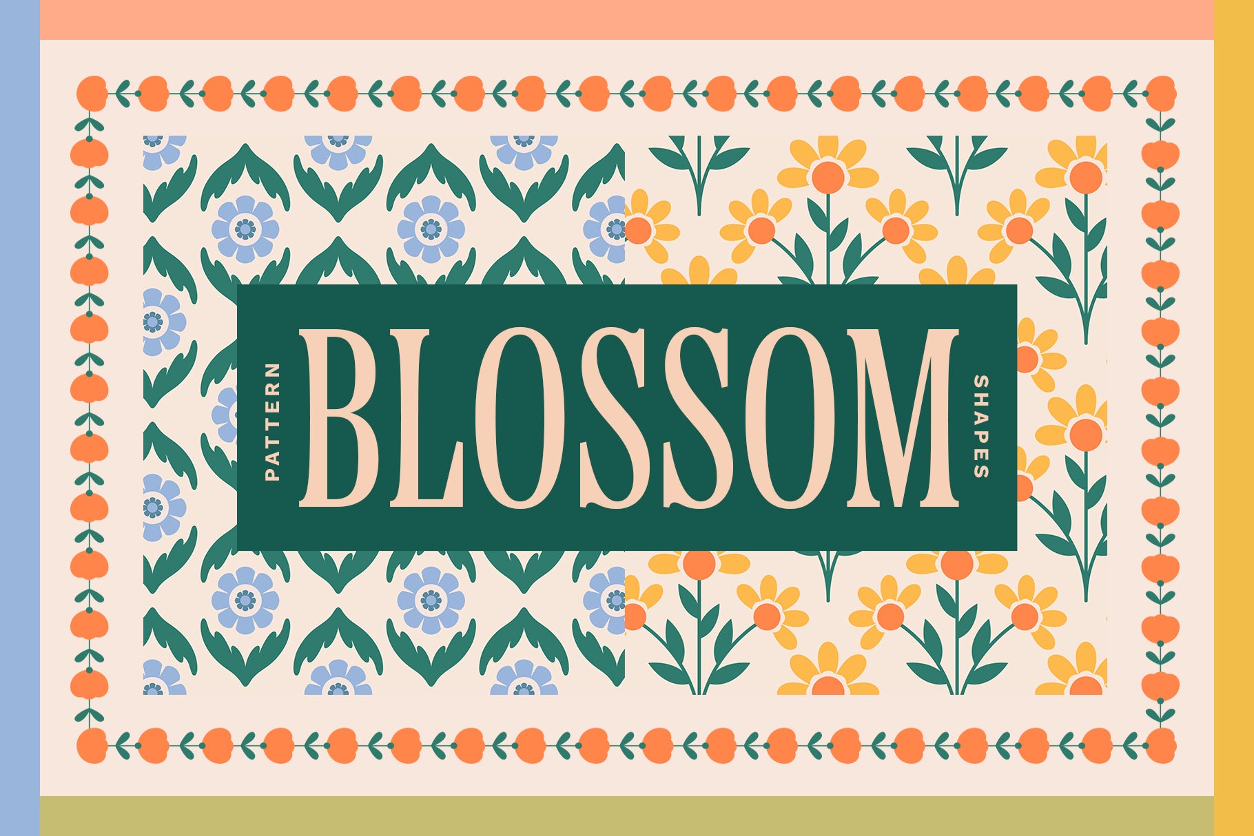 A collection of folk floral patterns and frames digital vector files