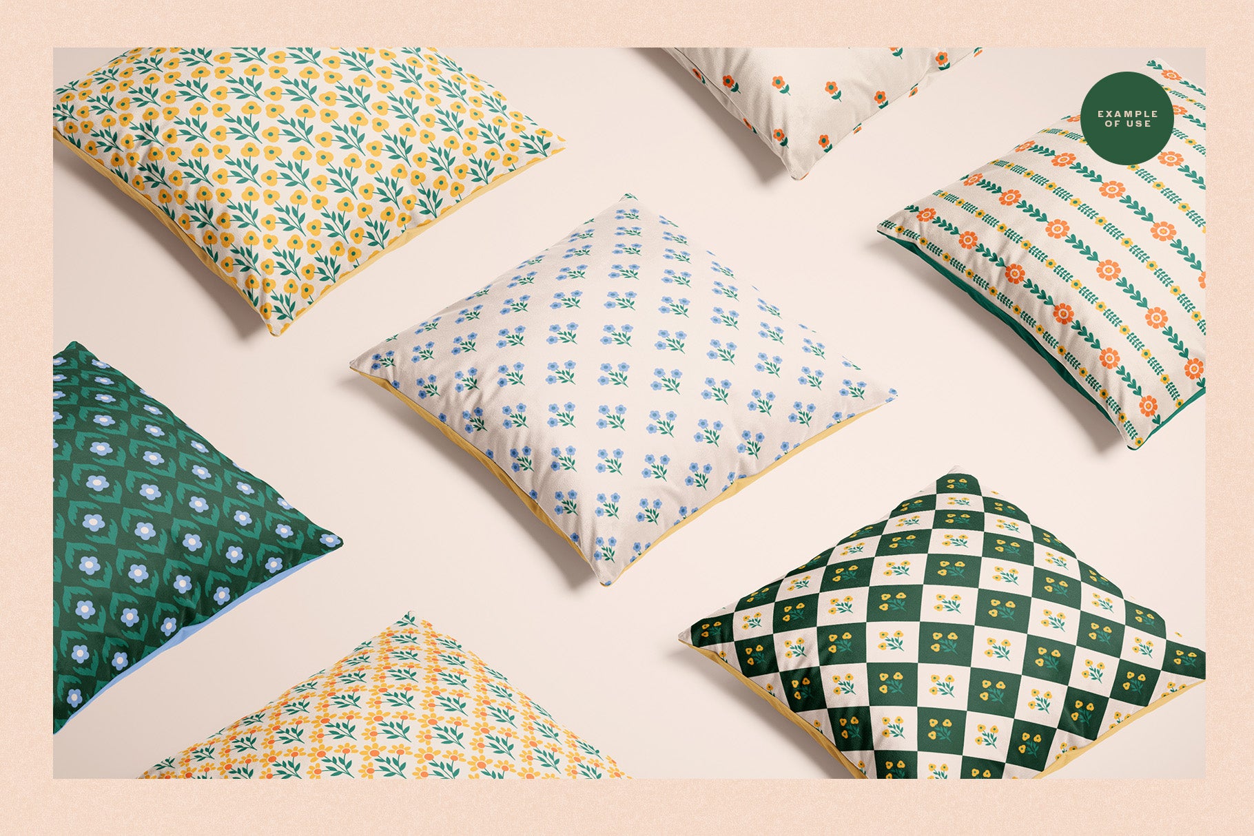 Collection of pillows with folk patterns