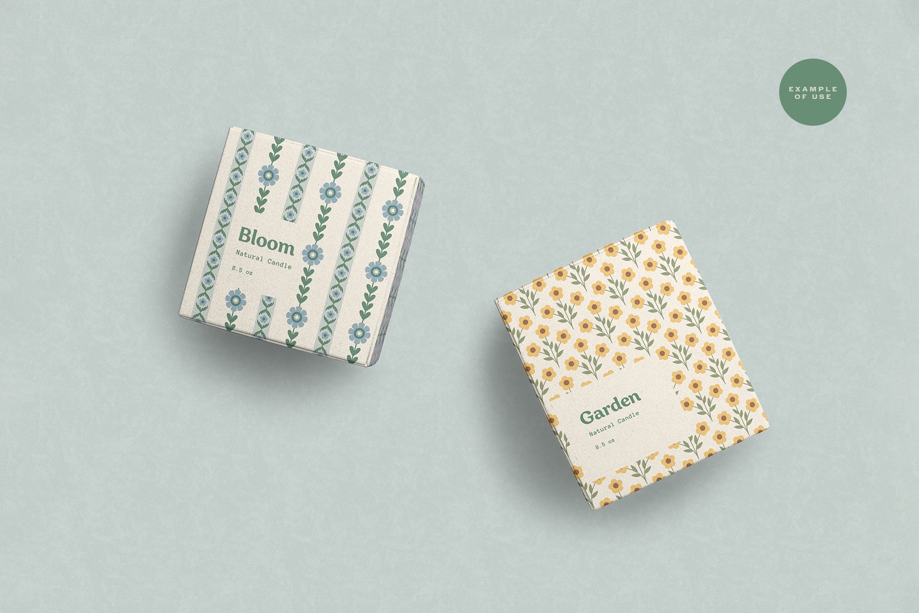 candle box packaging idea with cute folk inspired patterns