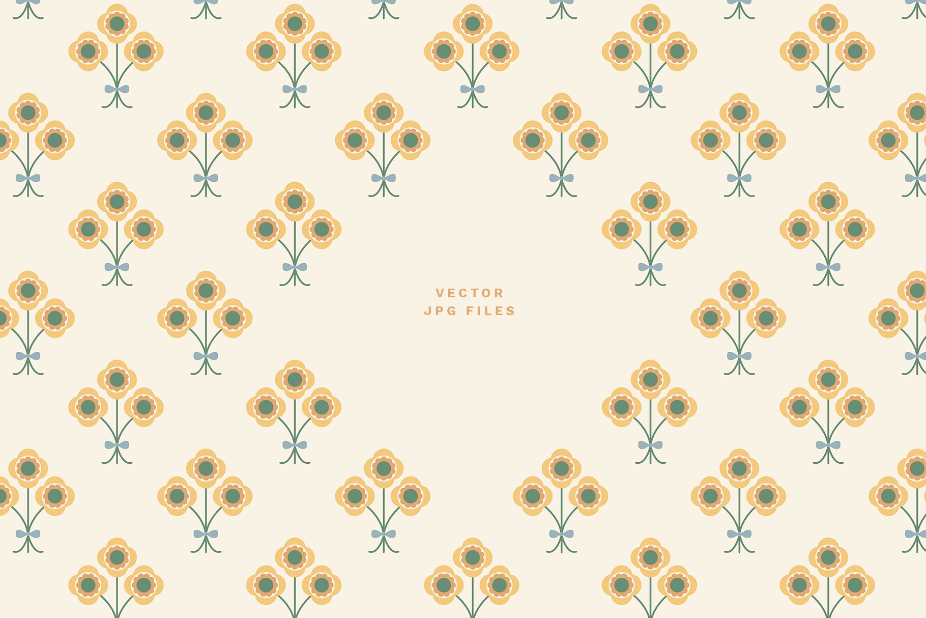 retro modern geometric seamless floral pattern