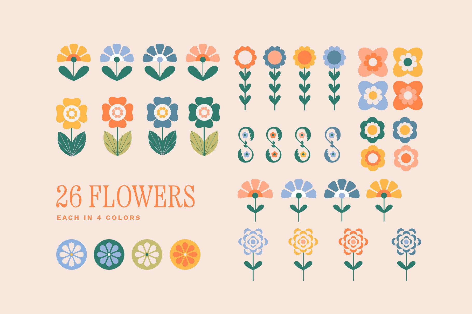 Bright Floral Patterns, Shapes and Frames