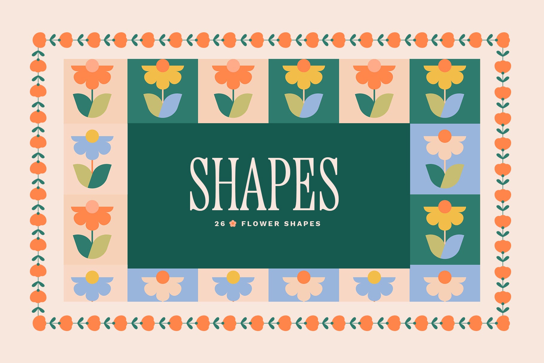 Bright and bold geometric flowers png files