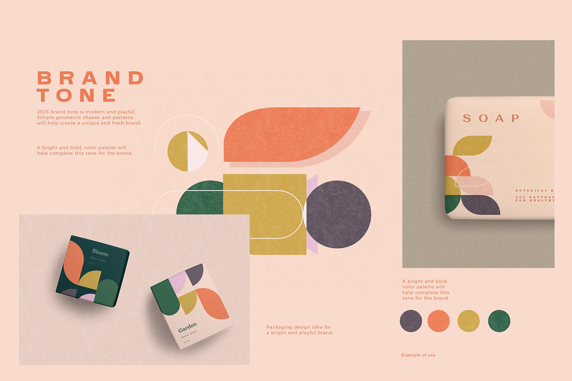 branding concept with geometric graphic shapes and packaging examples