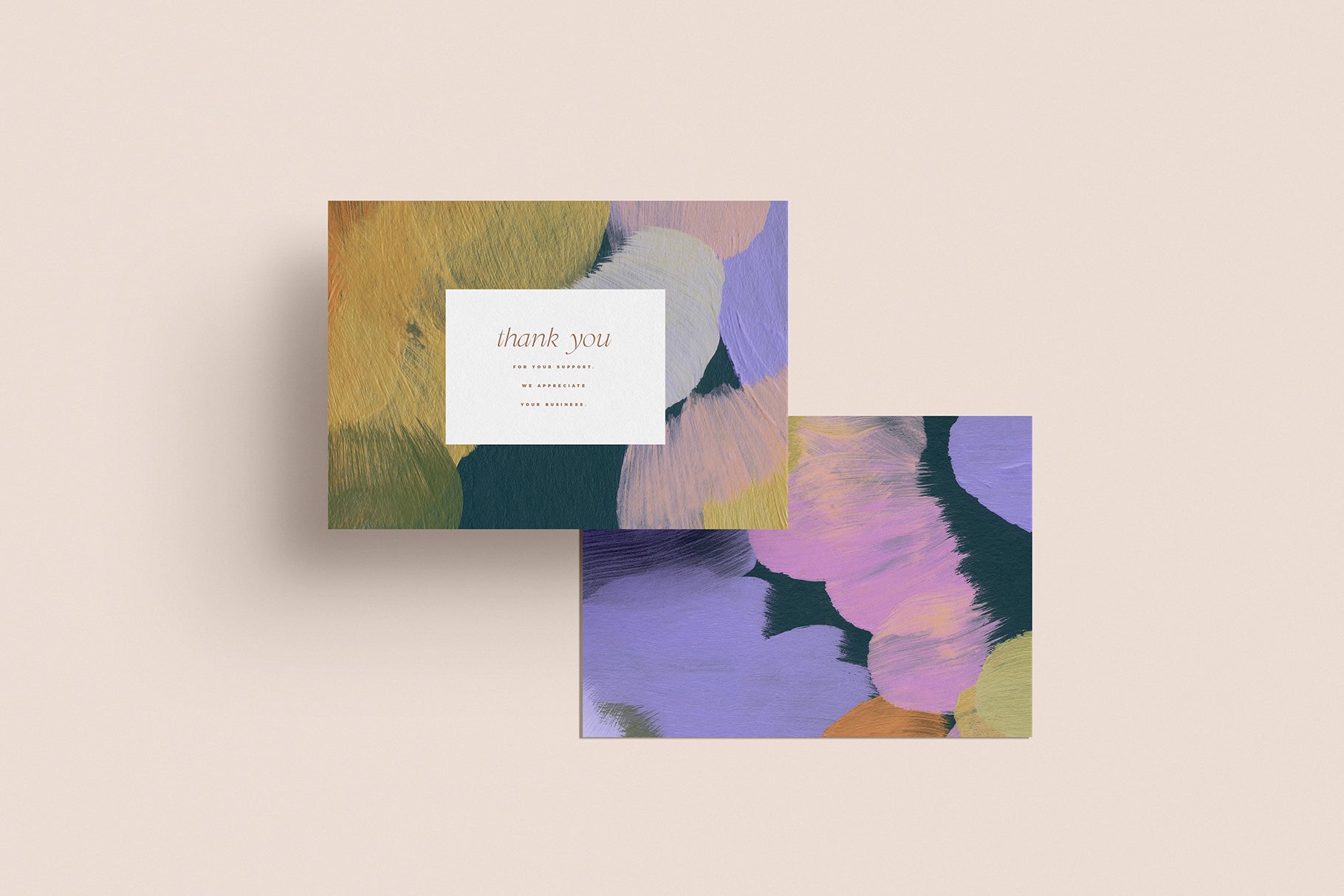 thank you card with painted artistic background