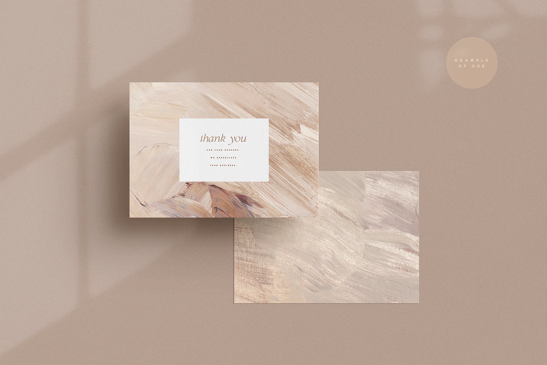 business thank you card with neutral painted abstract background
