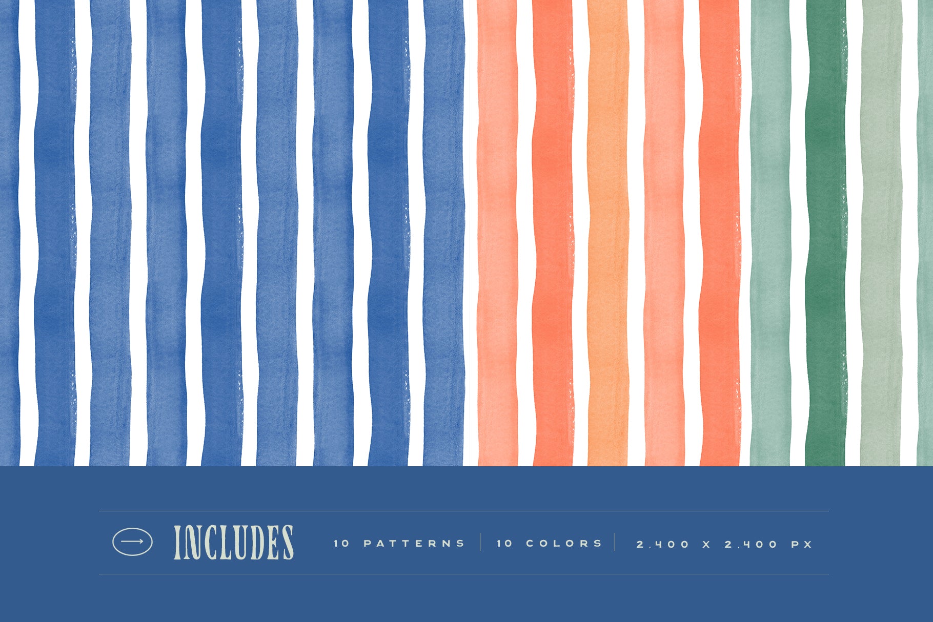 striped painted watercolor patterns in vibrant colors