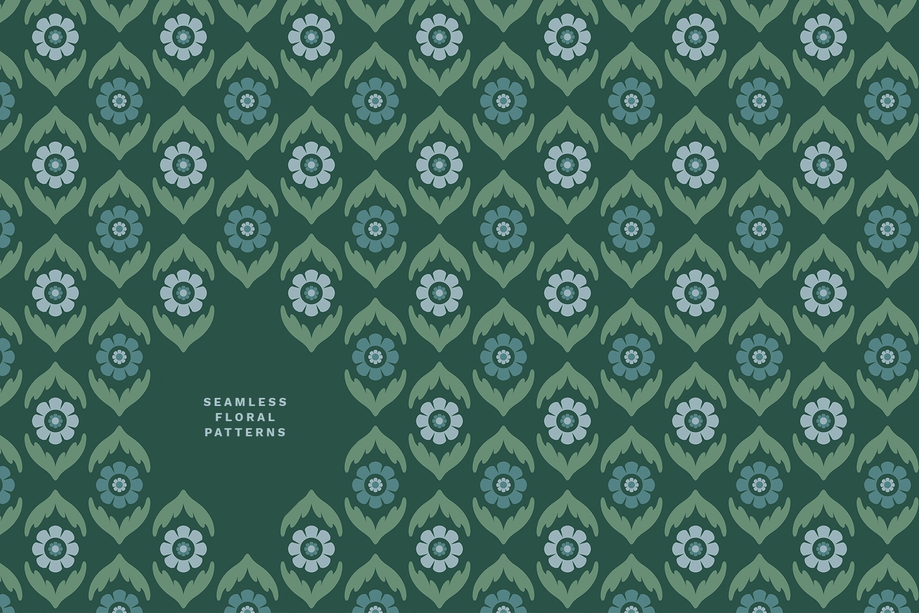 blue and navy retro flower pattern