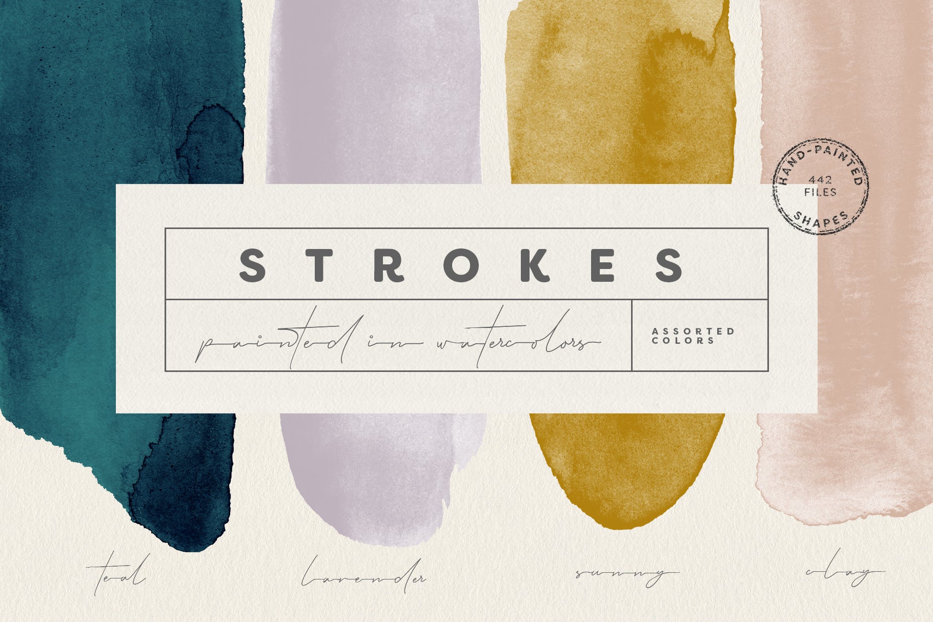 Watercolor Brush Strokes in 17 Modern Colors – Little Valley Studio