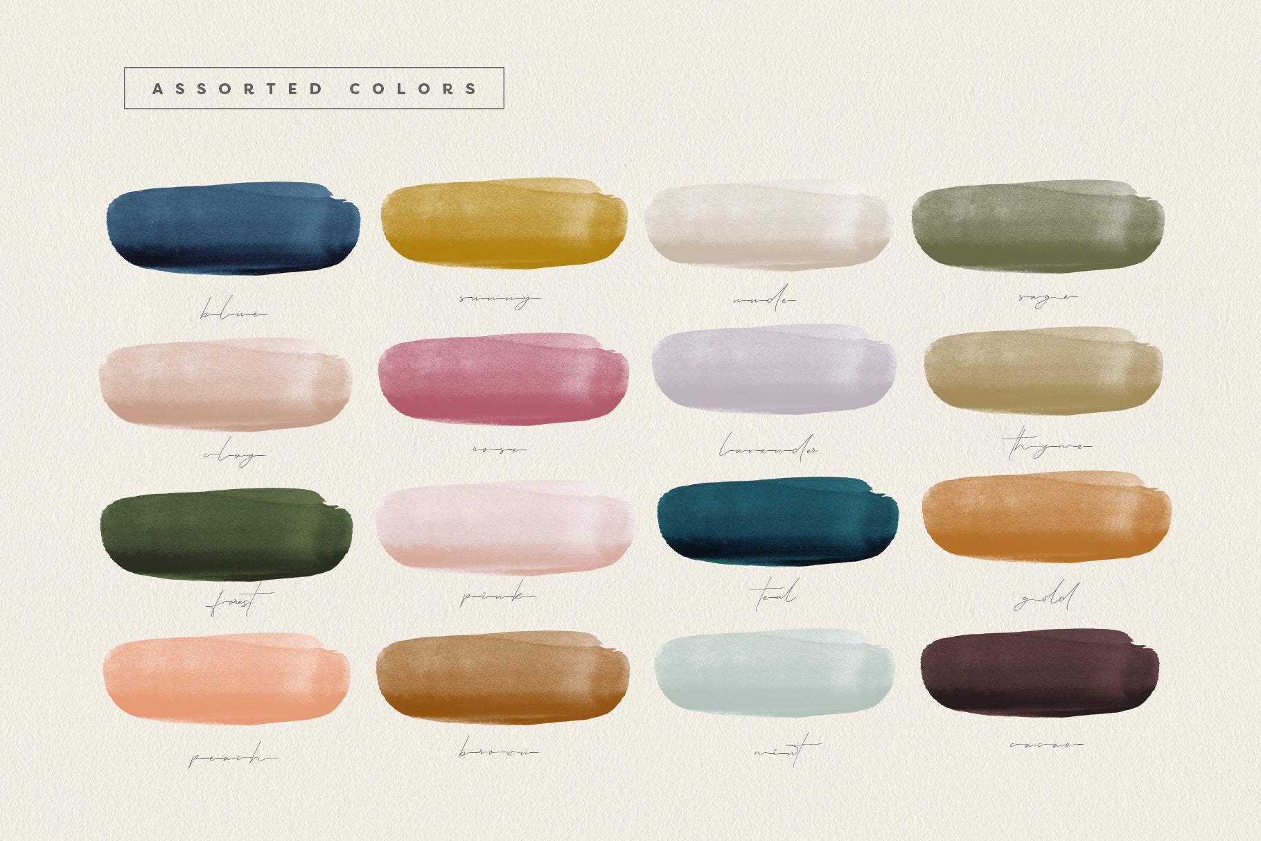 watercolor brush strokes design elements