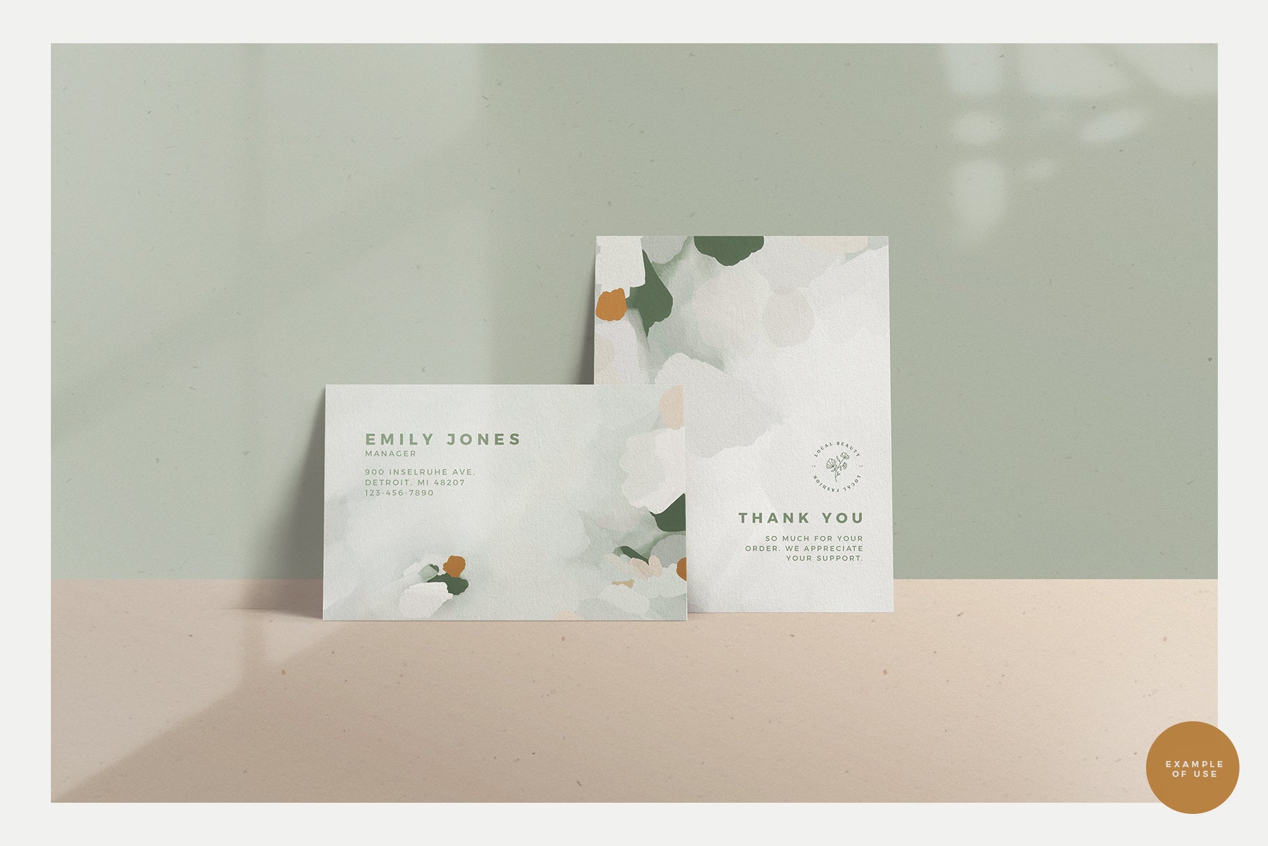 light green business card design with painted texture