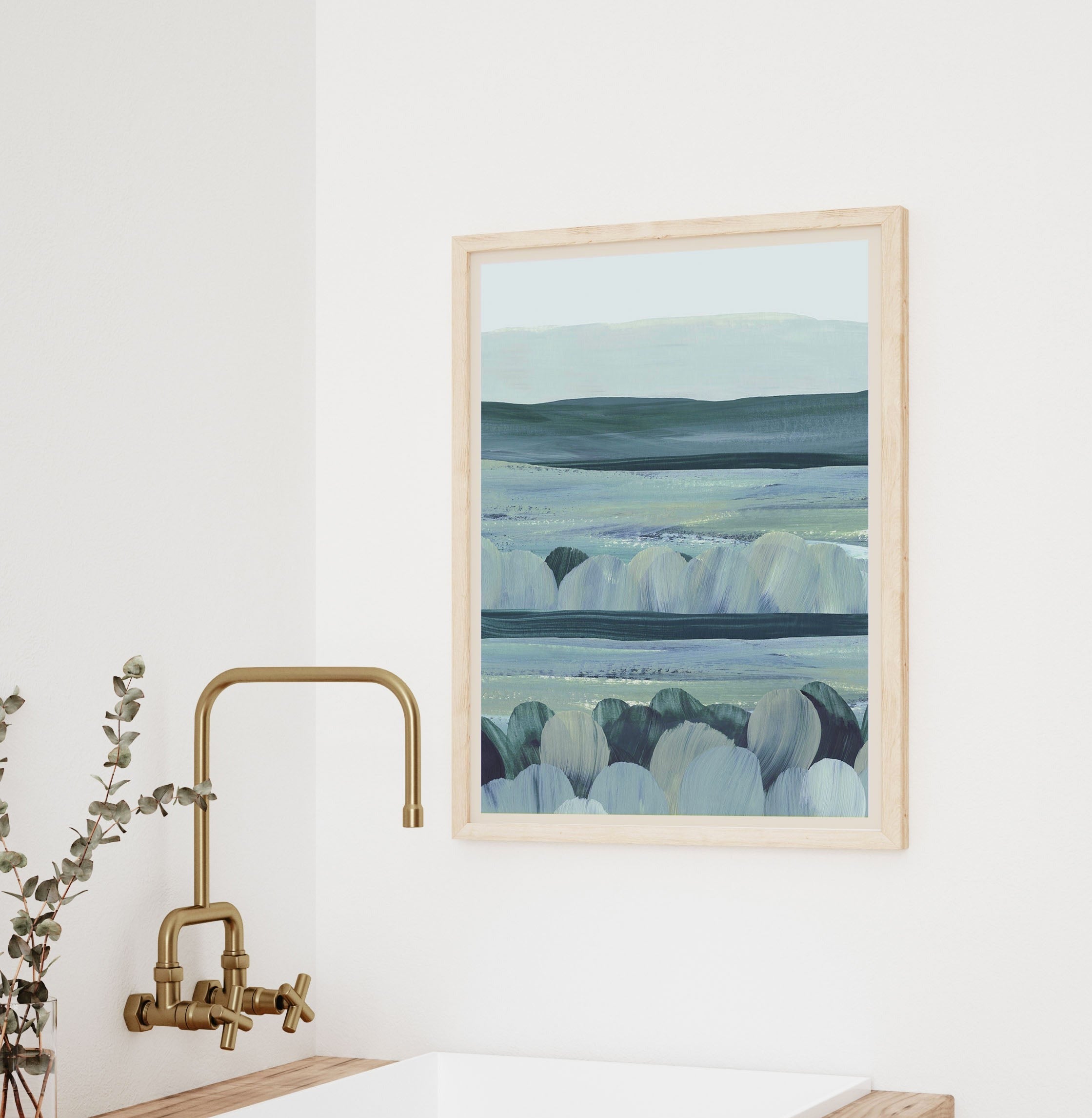 Country View in Blue Landscape Art Print