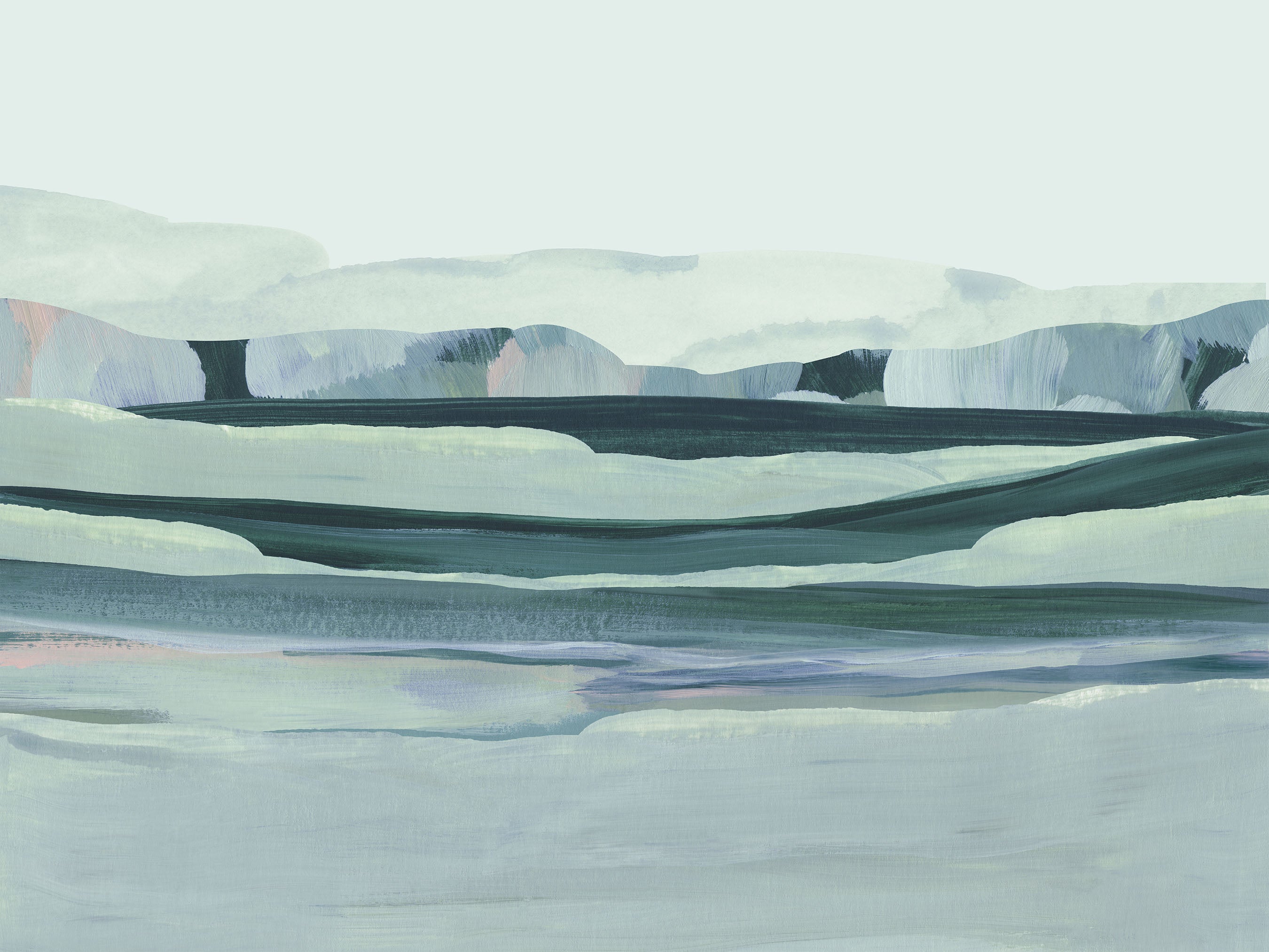 Blue Modern Horizontal Landscape Giclee Art Print – Little Valley Studio