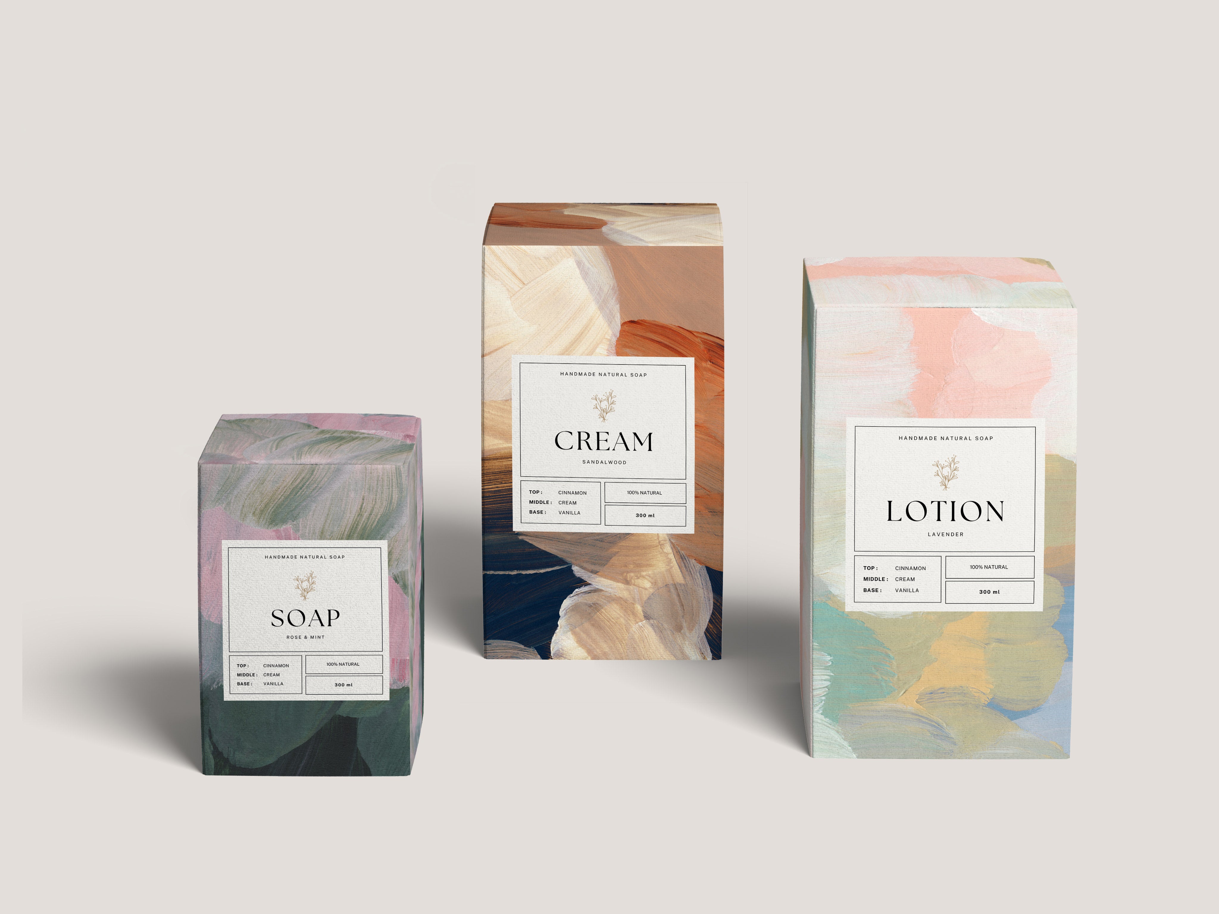 beauty packaging design with artistic textures