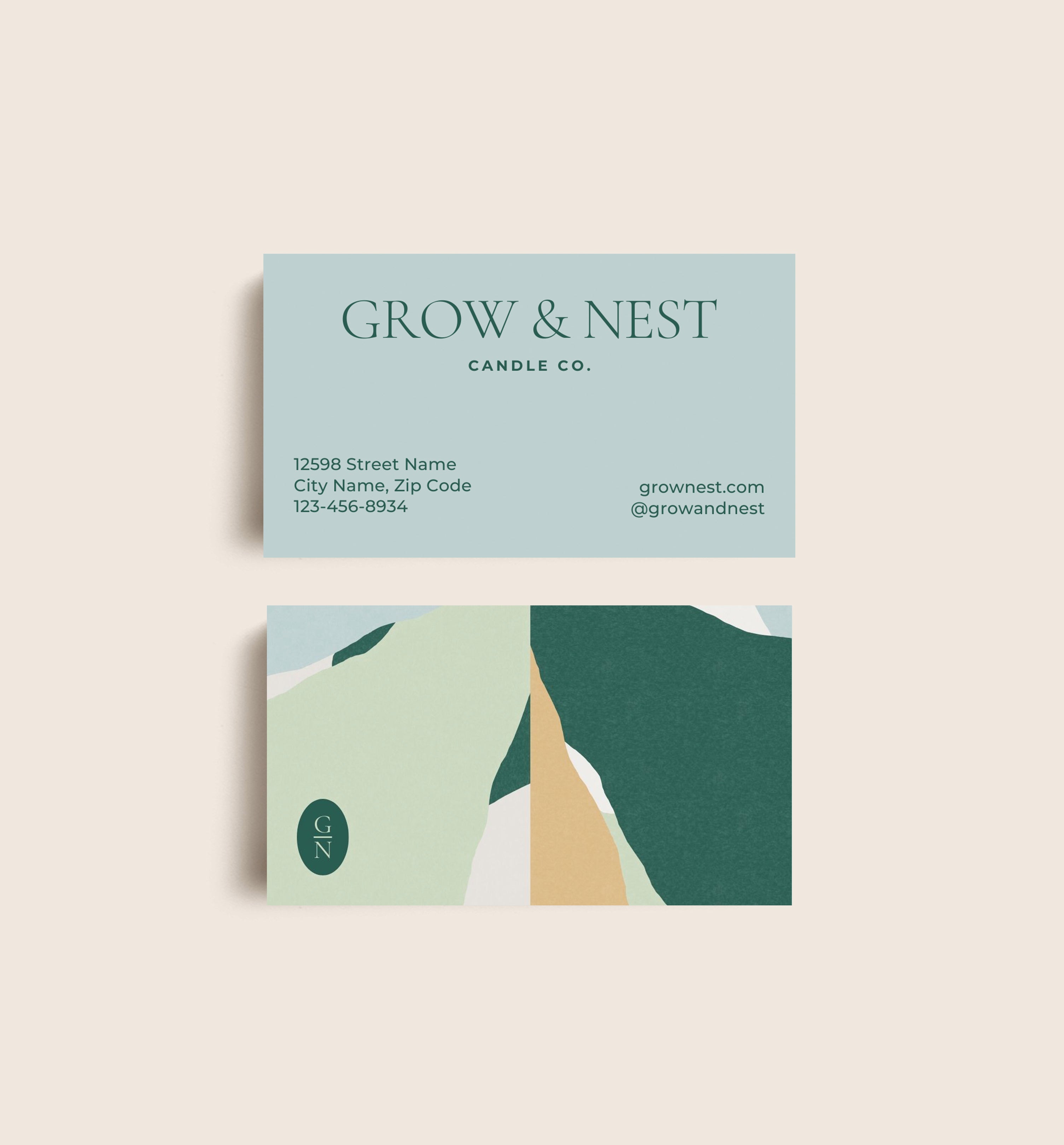 blue and green business card template for an entrepreneur