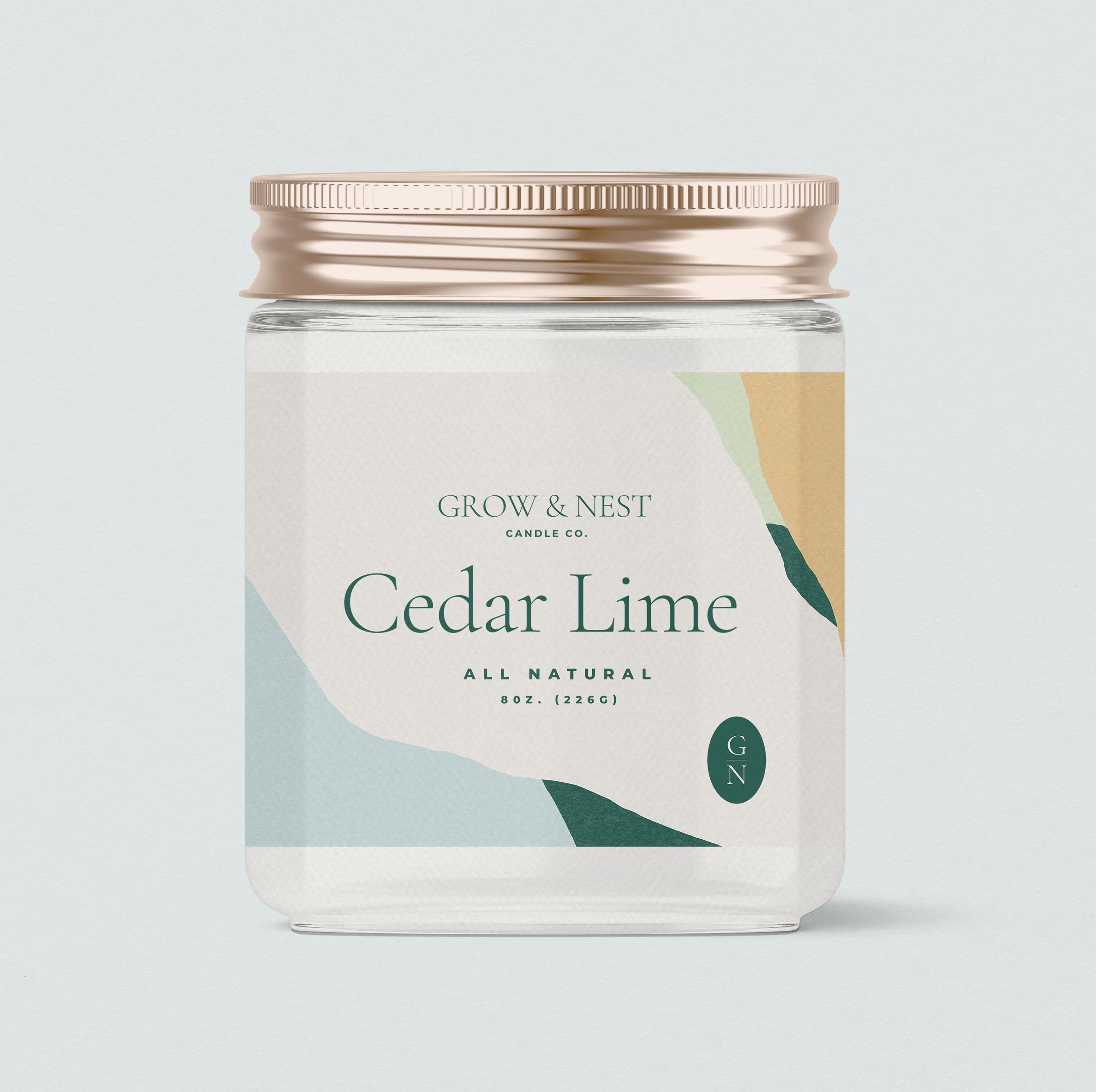 candle packaging design featuring modern typography