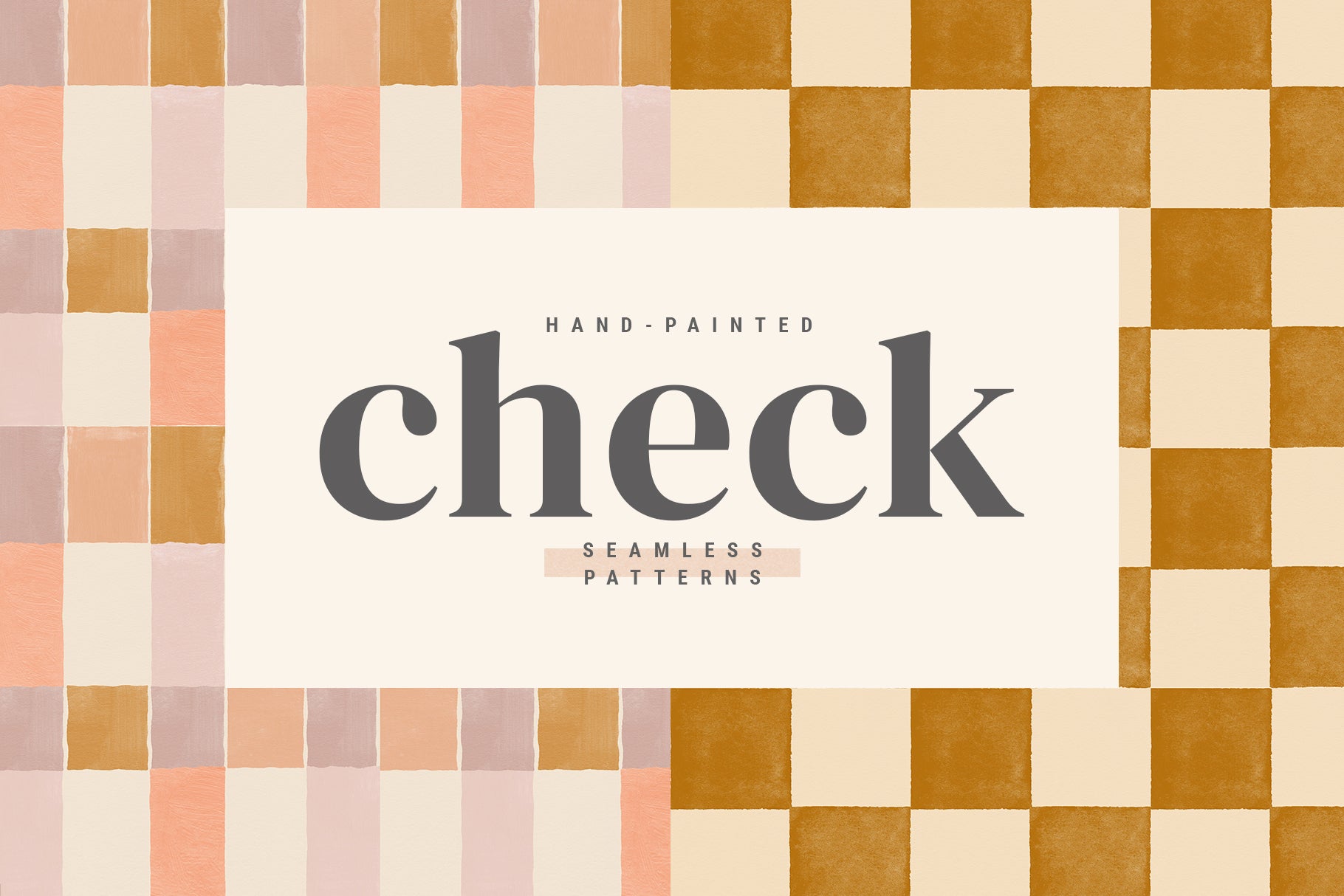 retro hand painted checkered pattern with title box in the center
