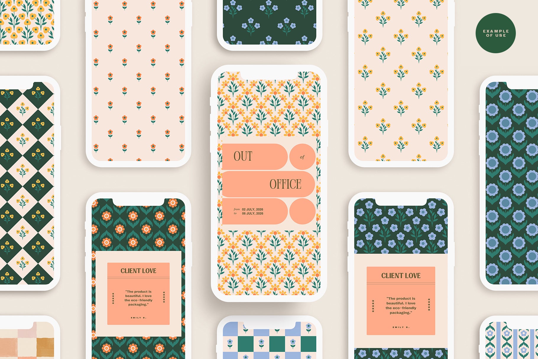 Bright Floral Patterns, Shapes and Frames