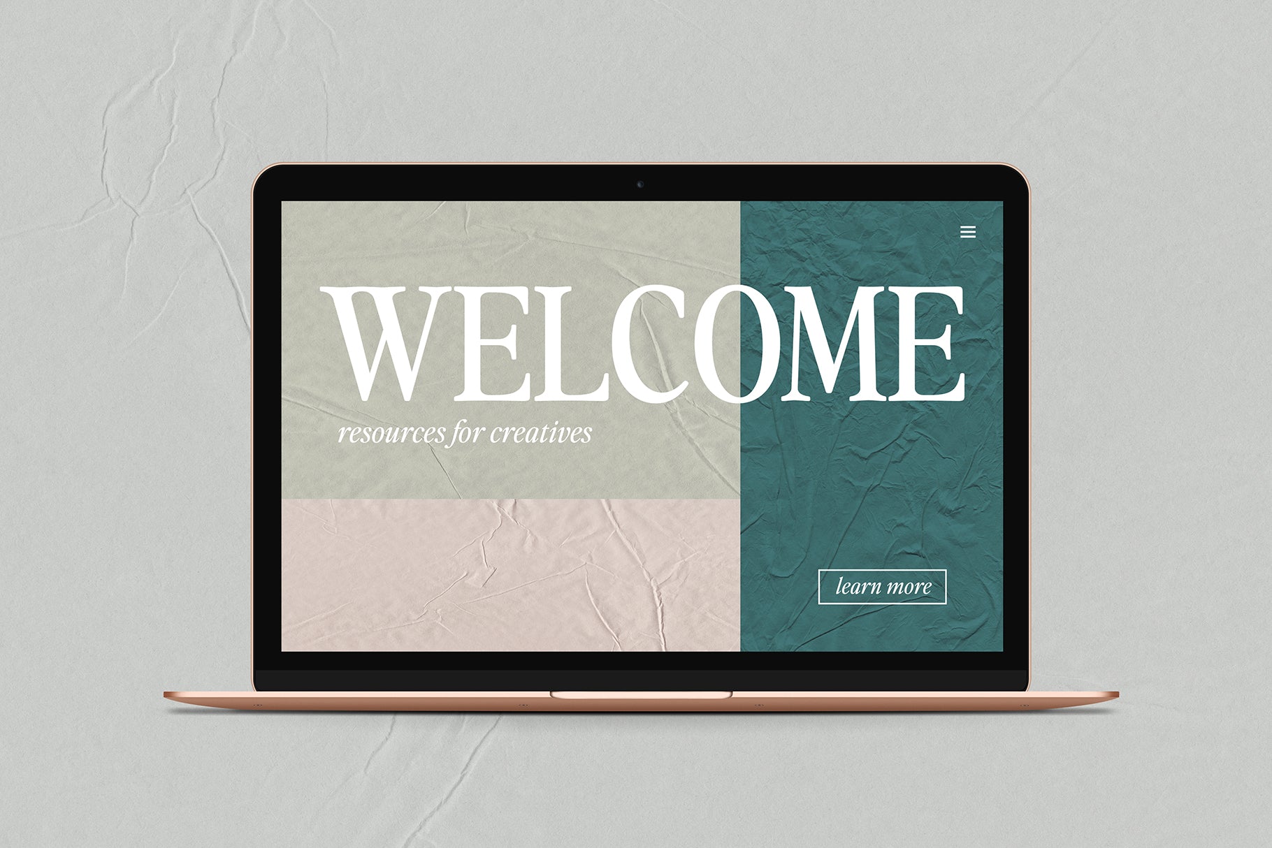 website design mock up with textured elements