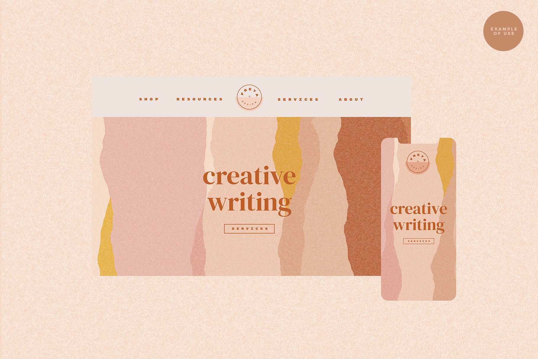 feminine website design with abstract shapes
