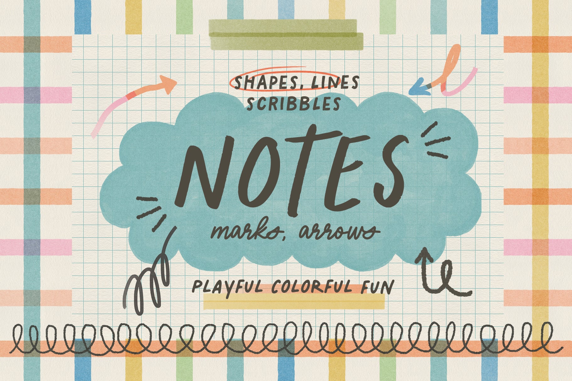 colorful marker doodle elements 