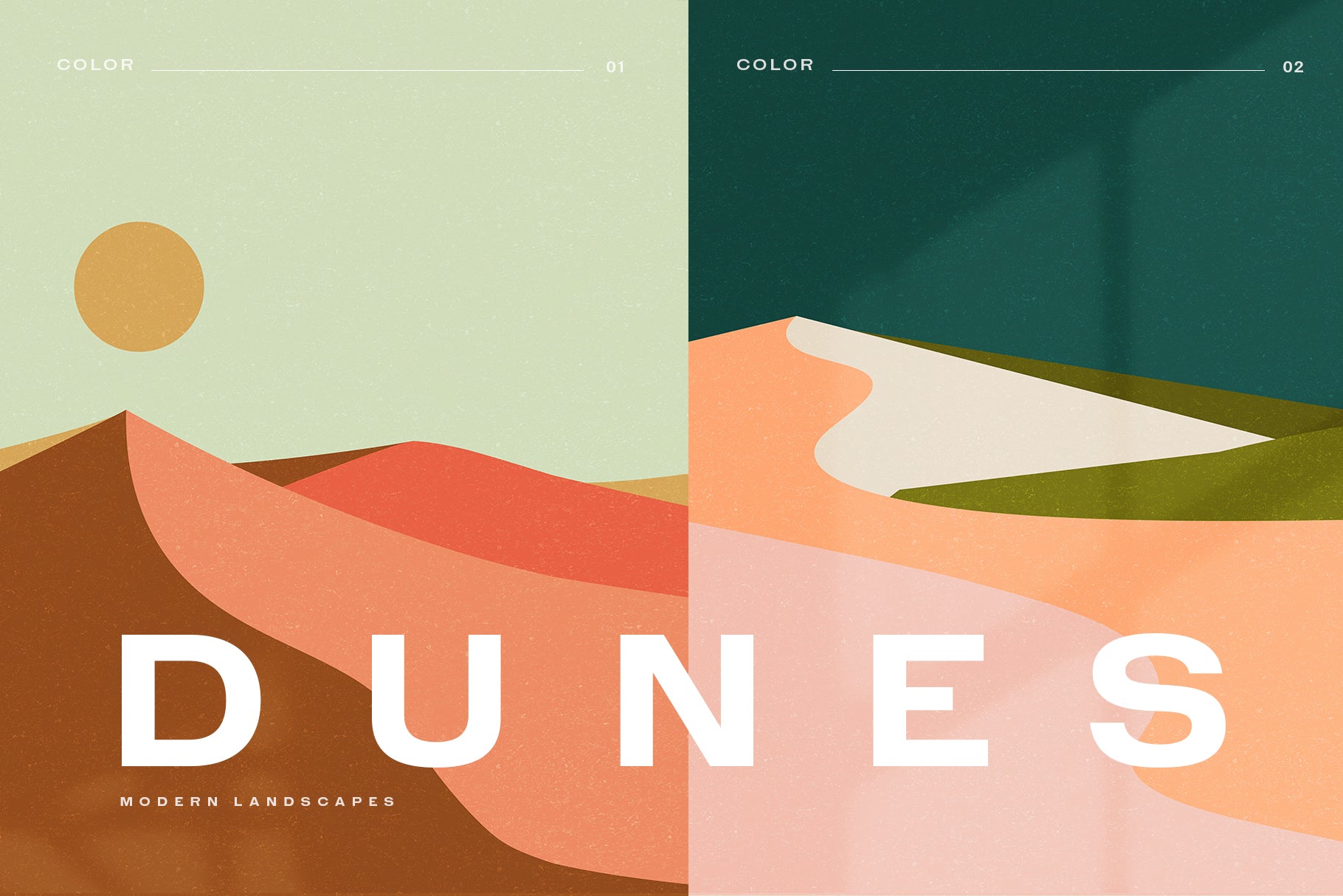 illustration of sand dunes in vibrant colors