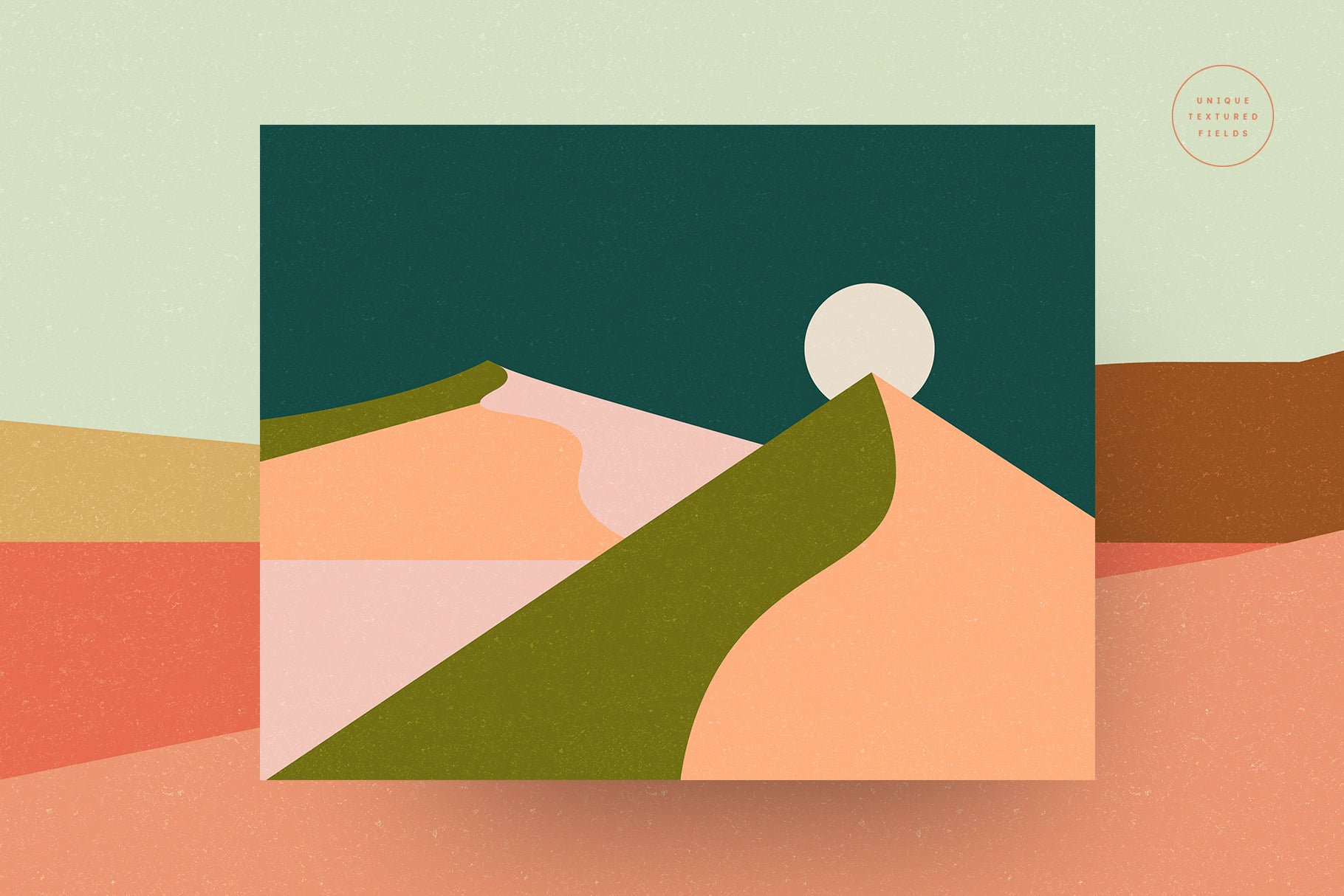 illustration of hills in a vibrant palette