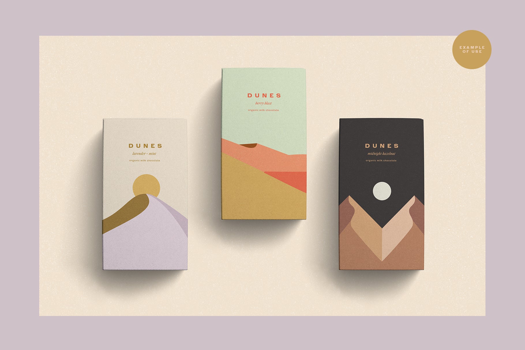packaging design mock up with simple vector drawn illustration of hills