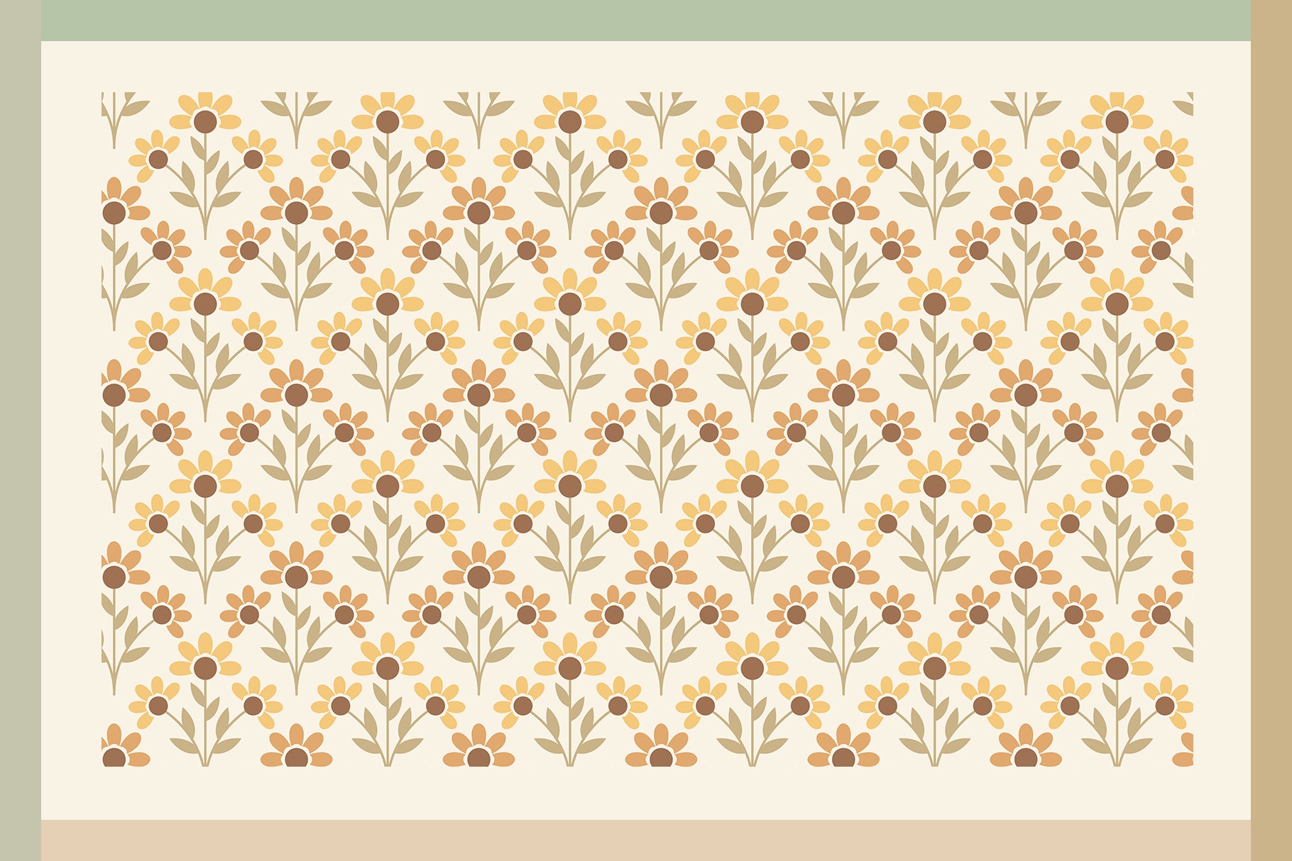 brown and yellow seamless floral pattern