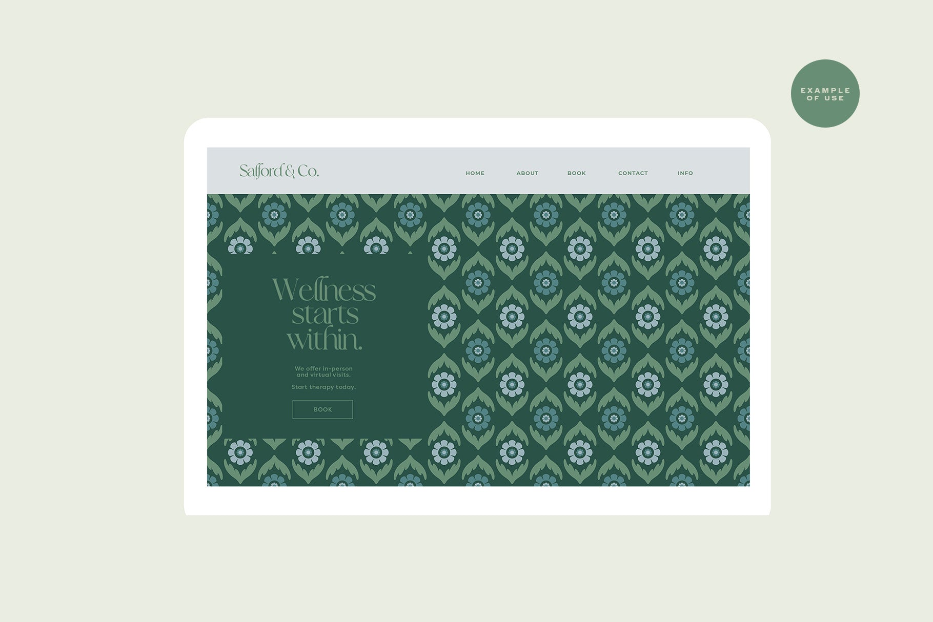 blue and green floral pattern for website