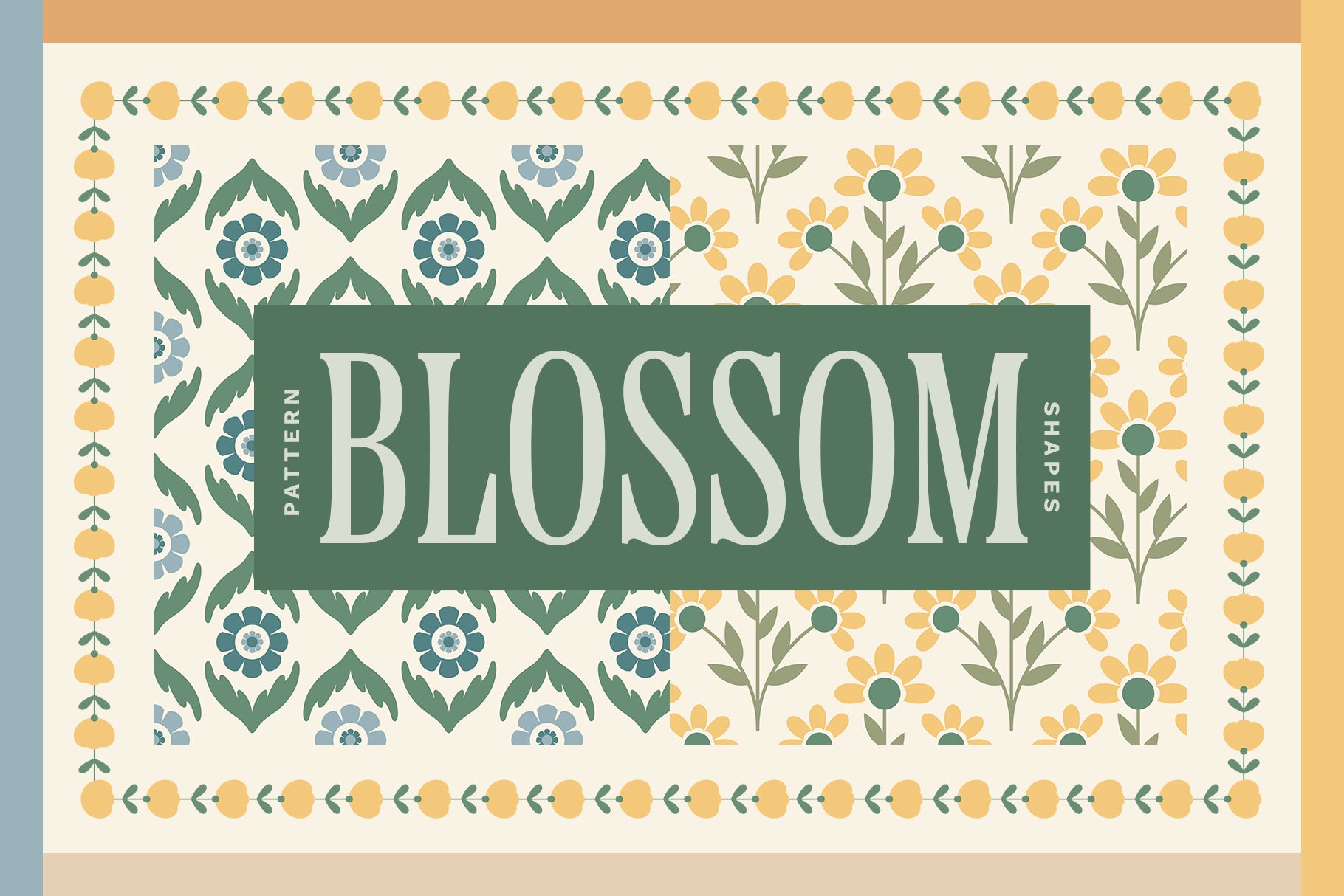 set of pretty floral seamless patterns in an earthy color inspired by folk art 