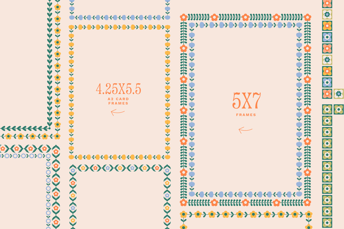 Bright Floral Patterns, Shapes and Frames – Little Valley Studio