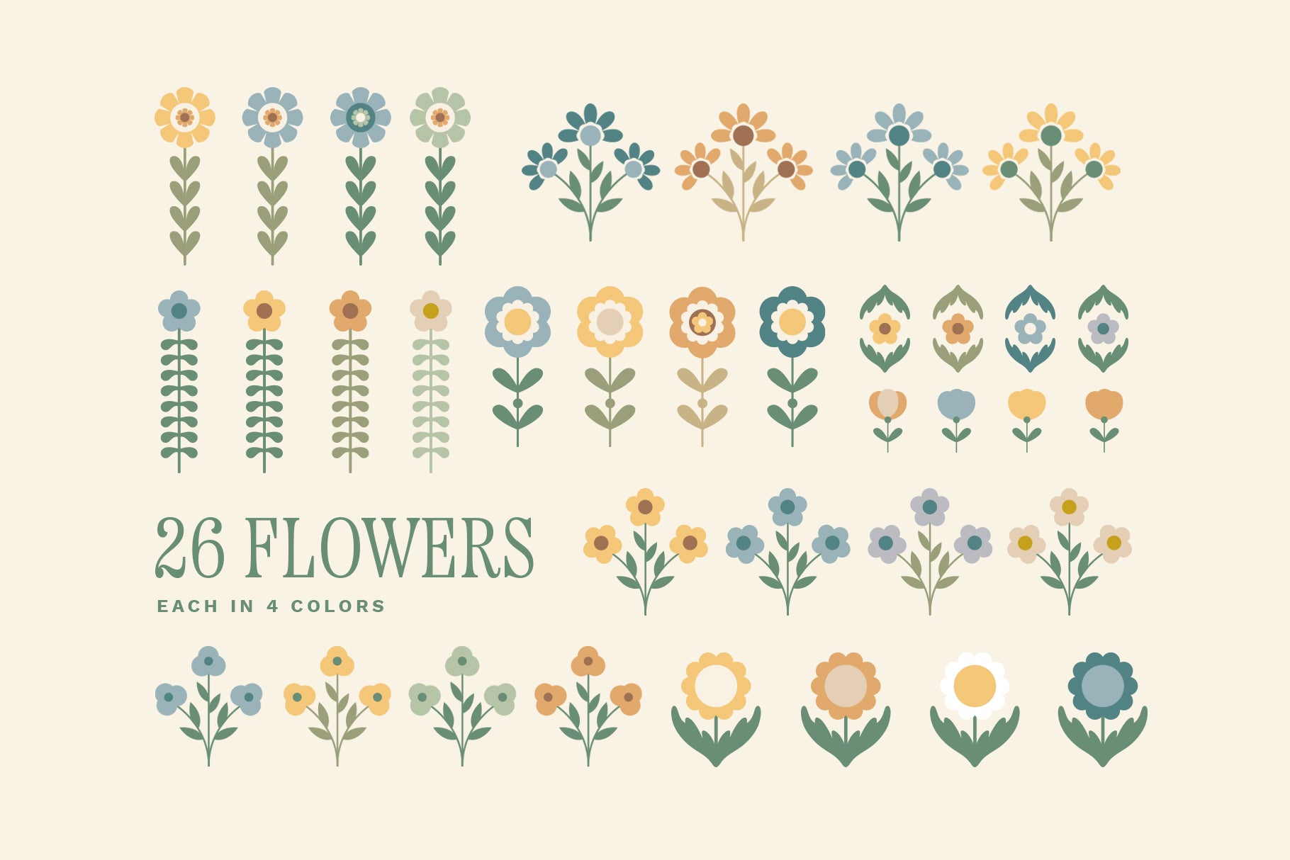 cute flowers vector files for design projects and folk branding 