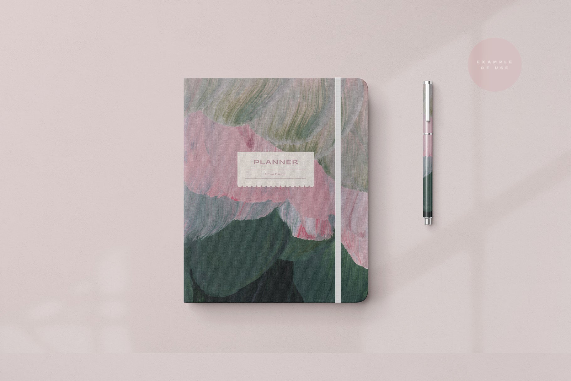 planner design mock up with painted background