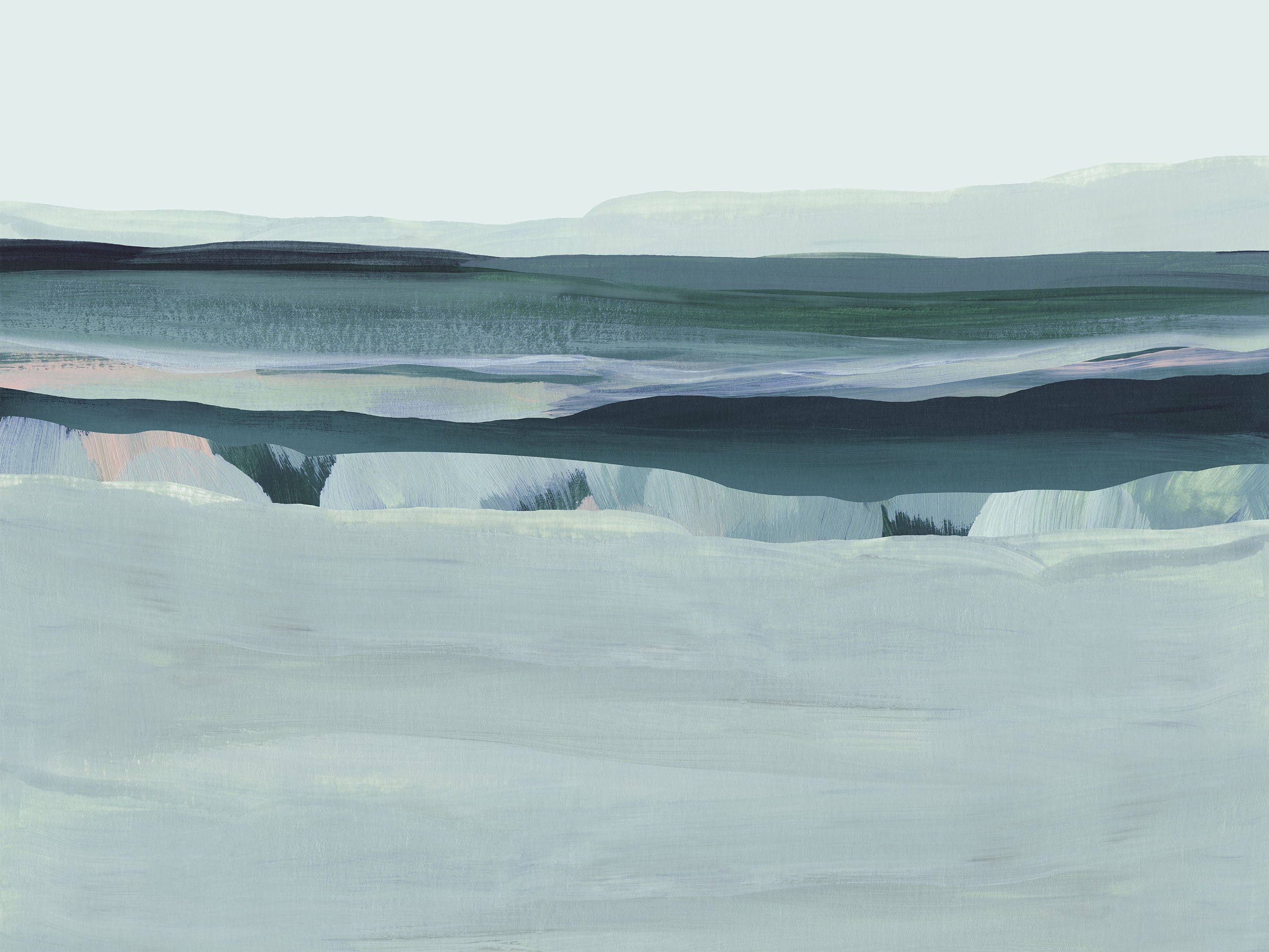 oversized blue abstract landscape art print