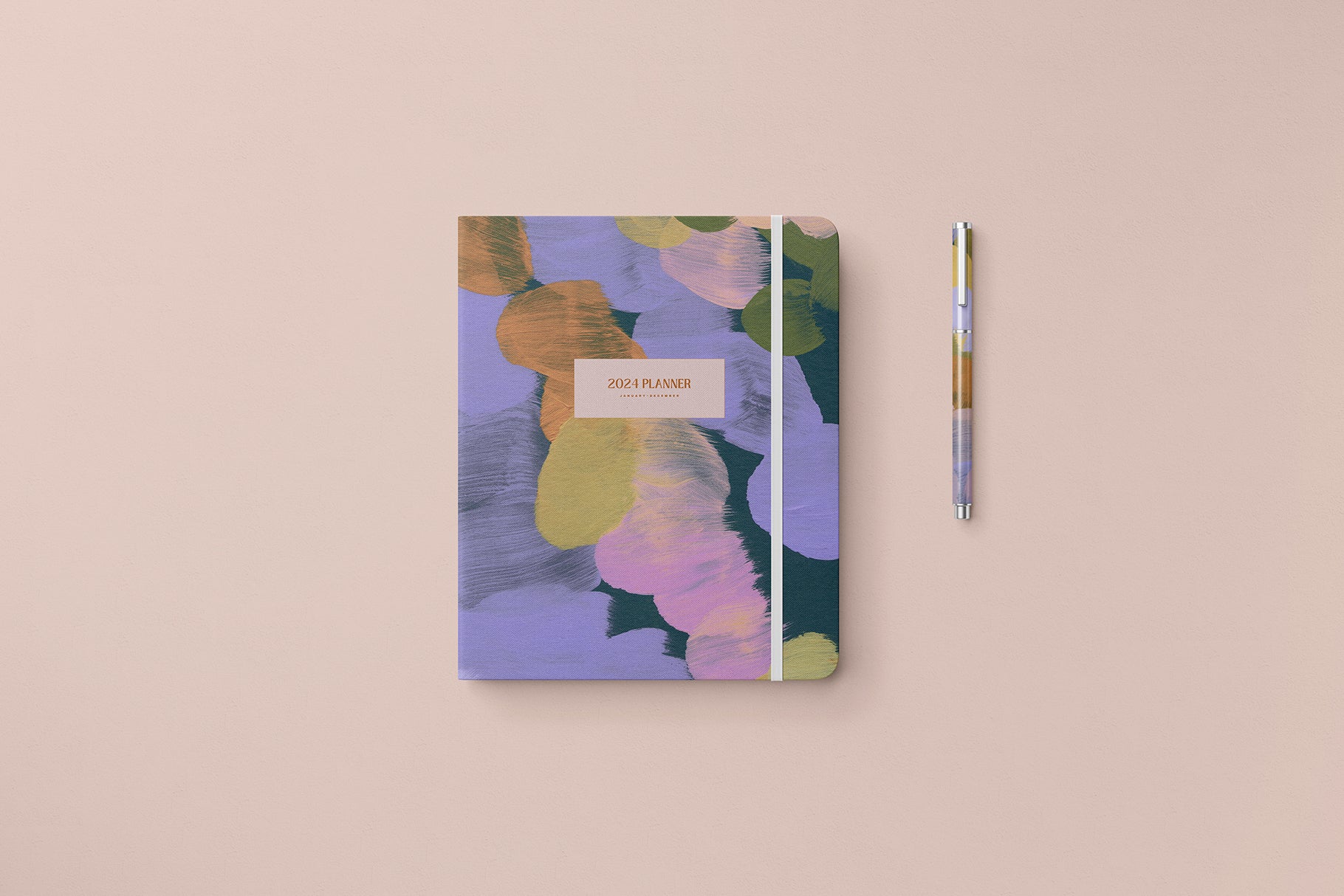 painted artistic background on top of planner design