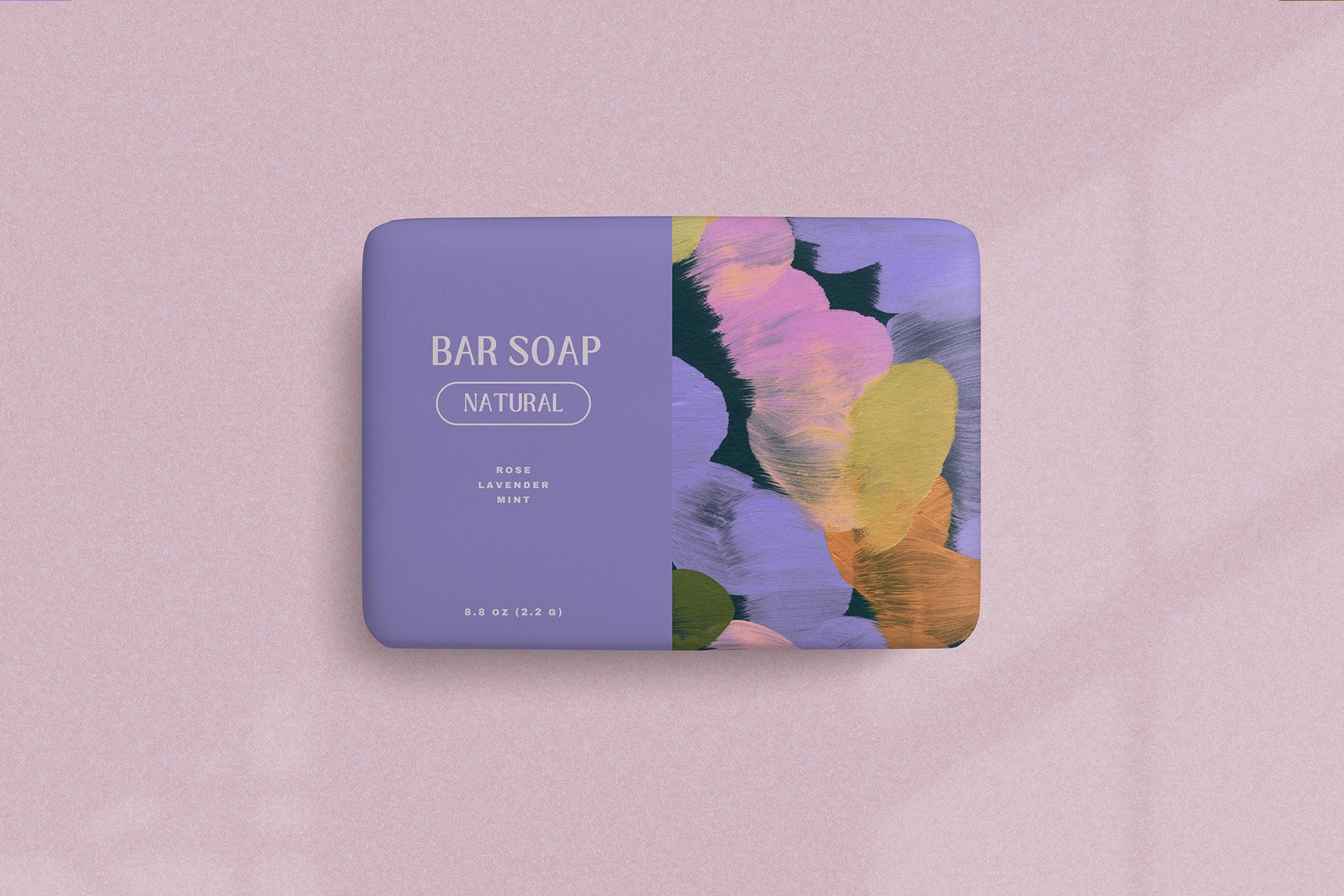 painted artistic background on top of soap bar packaging