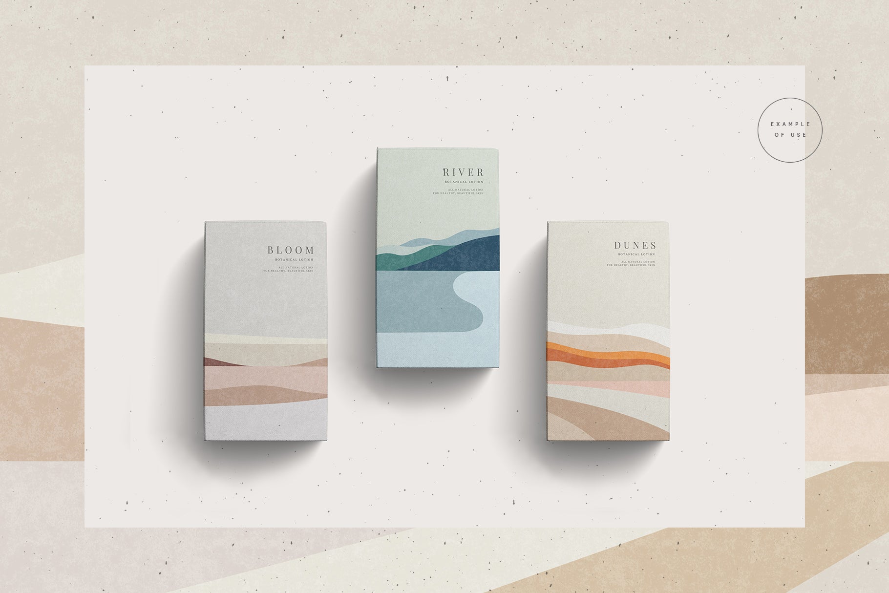 packaging design mock up with landscape illustration graphic