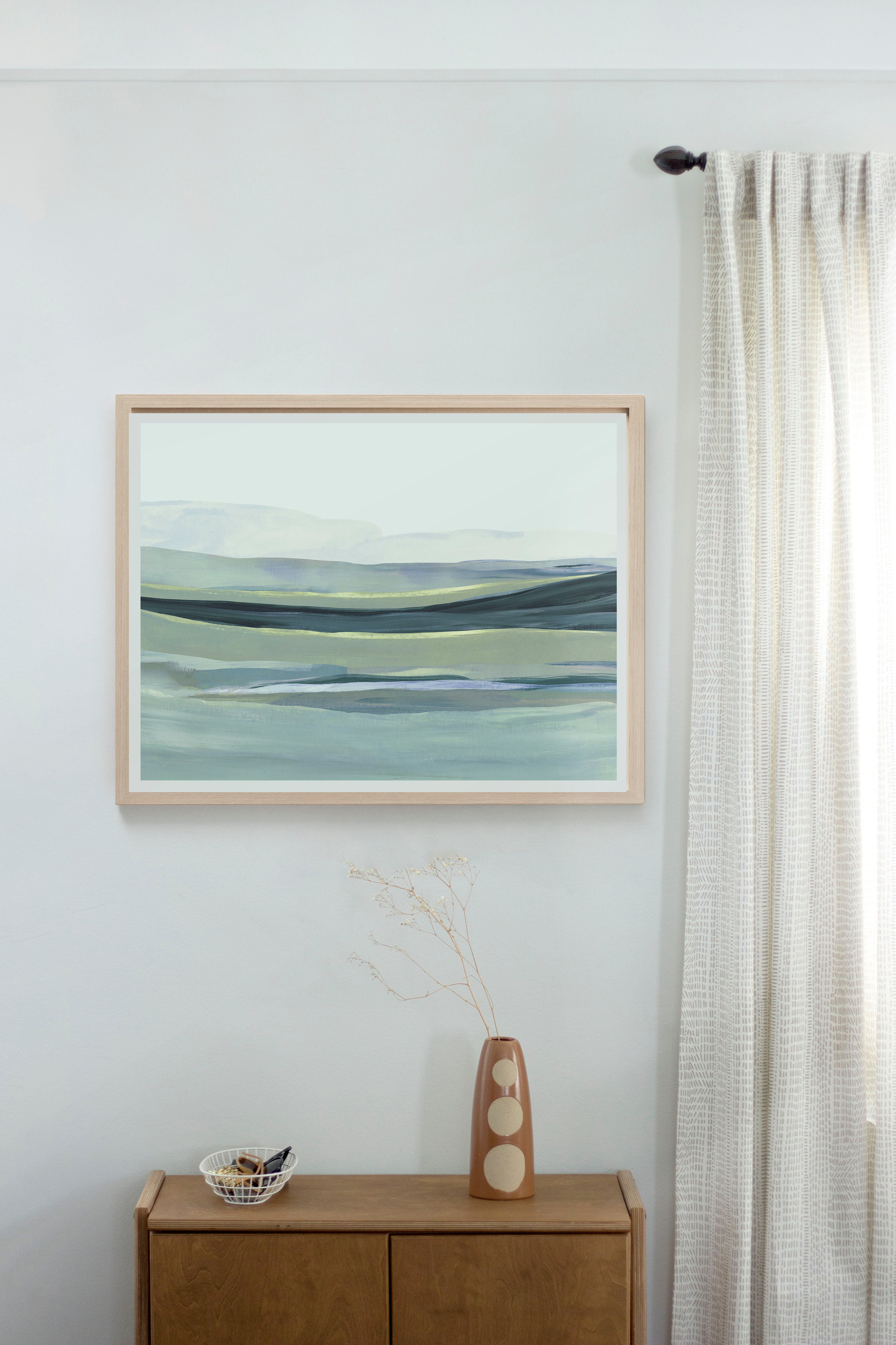 modern blue horizontal landscape art