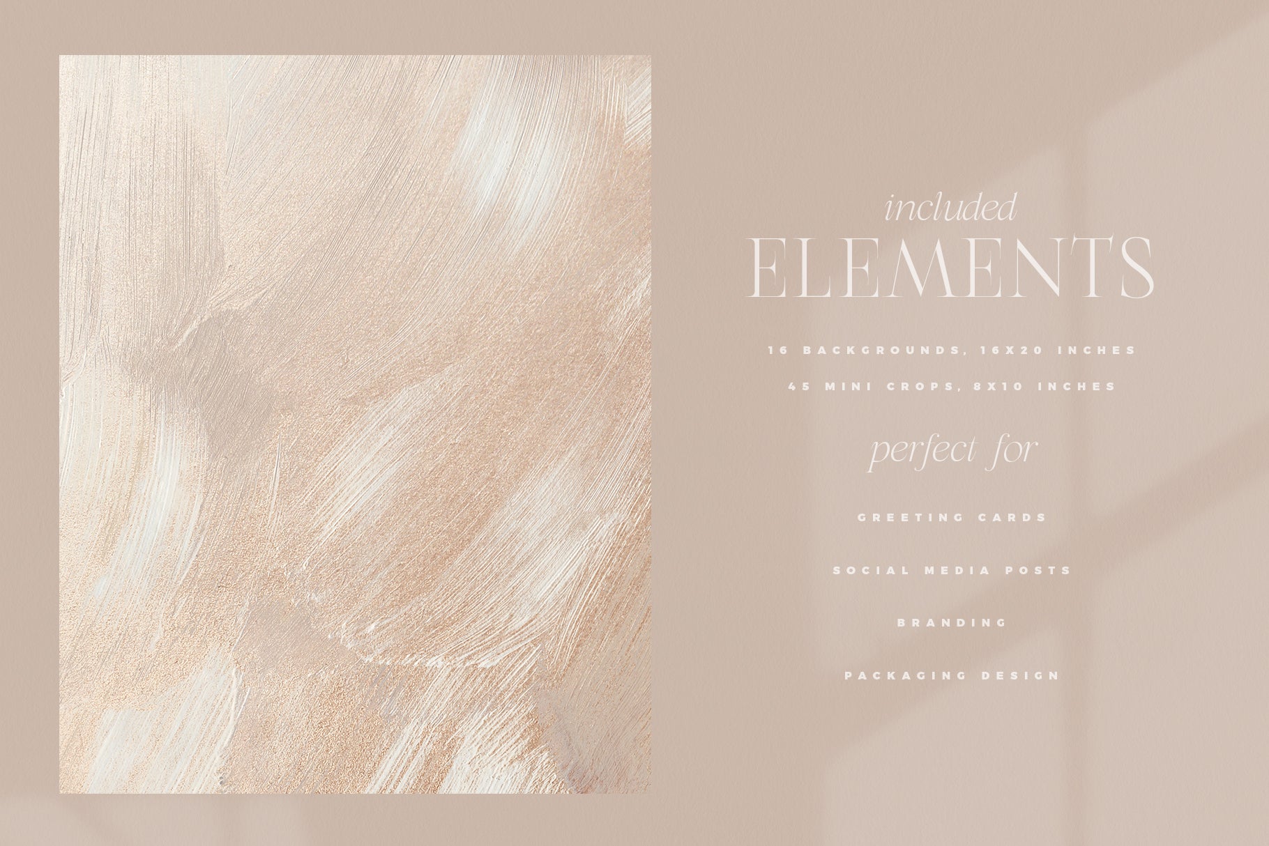 neutral and elegant abstract texture with product information on the right