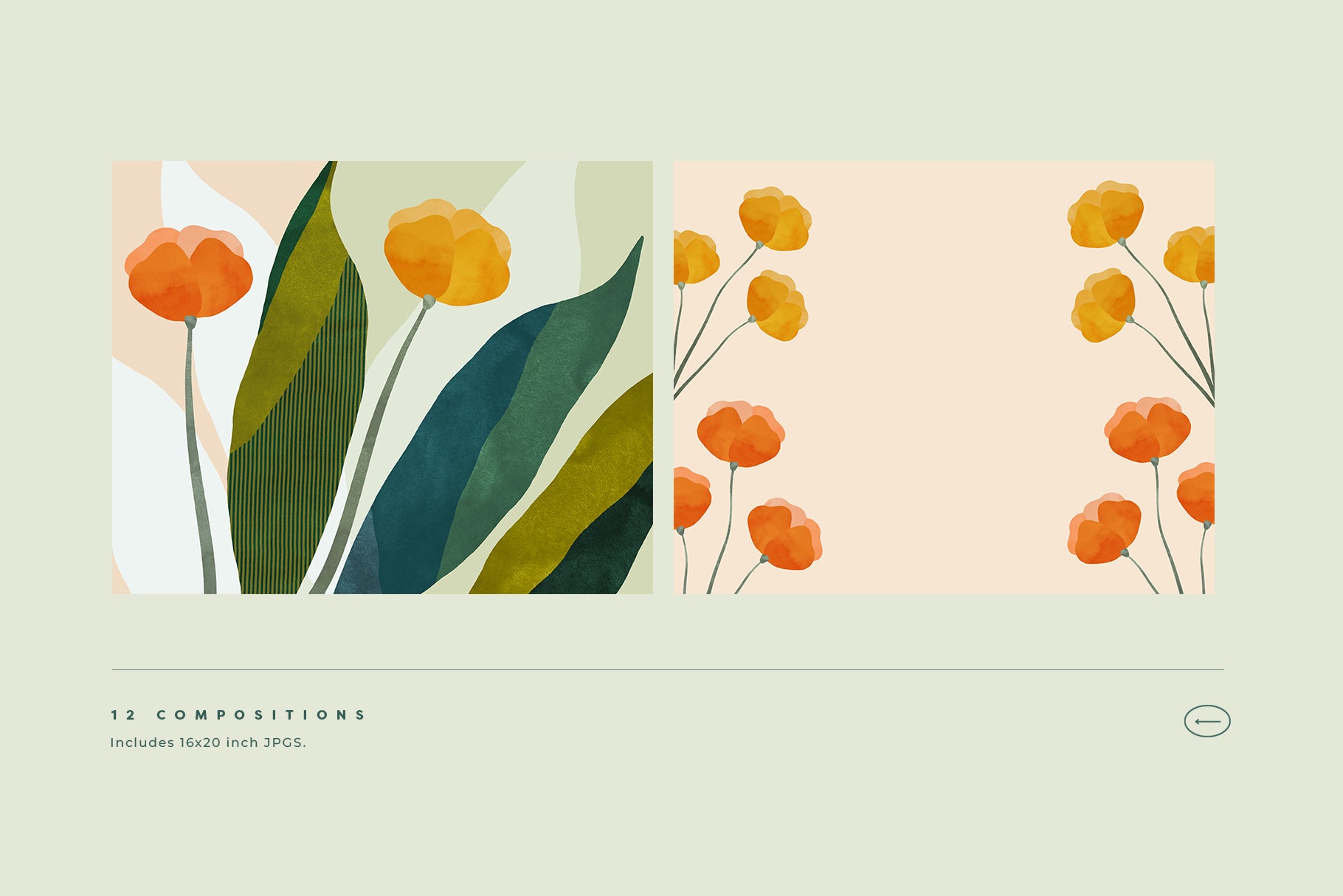 modern watercolor flowers design assets