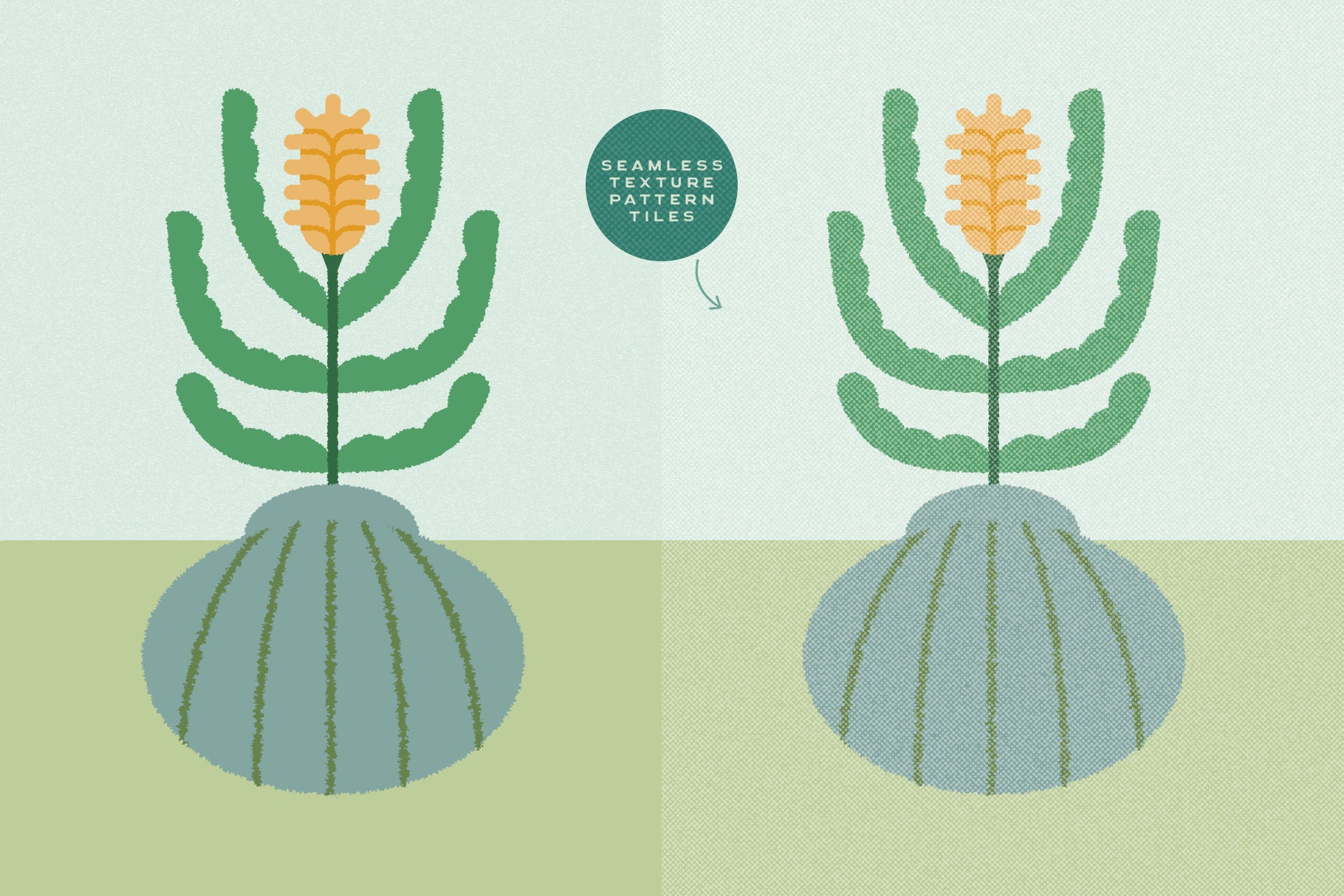 Illustration of a plant on a light green background showcasing subtle white overlay