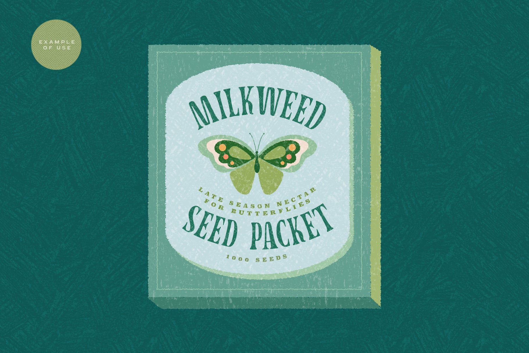 Vintage package illustration with hand drawn textures on top 