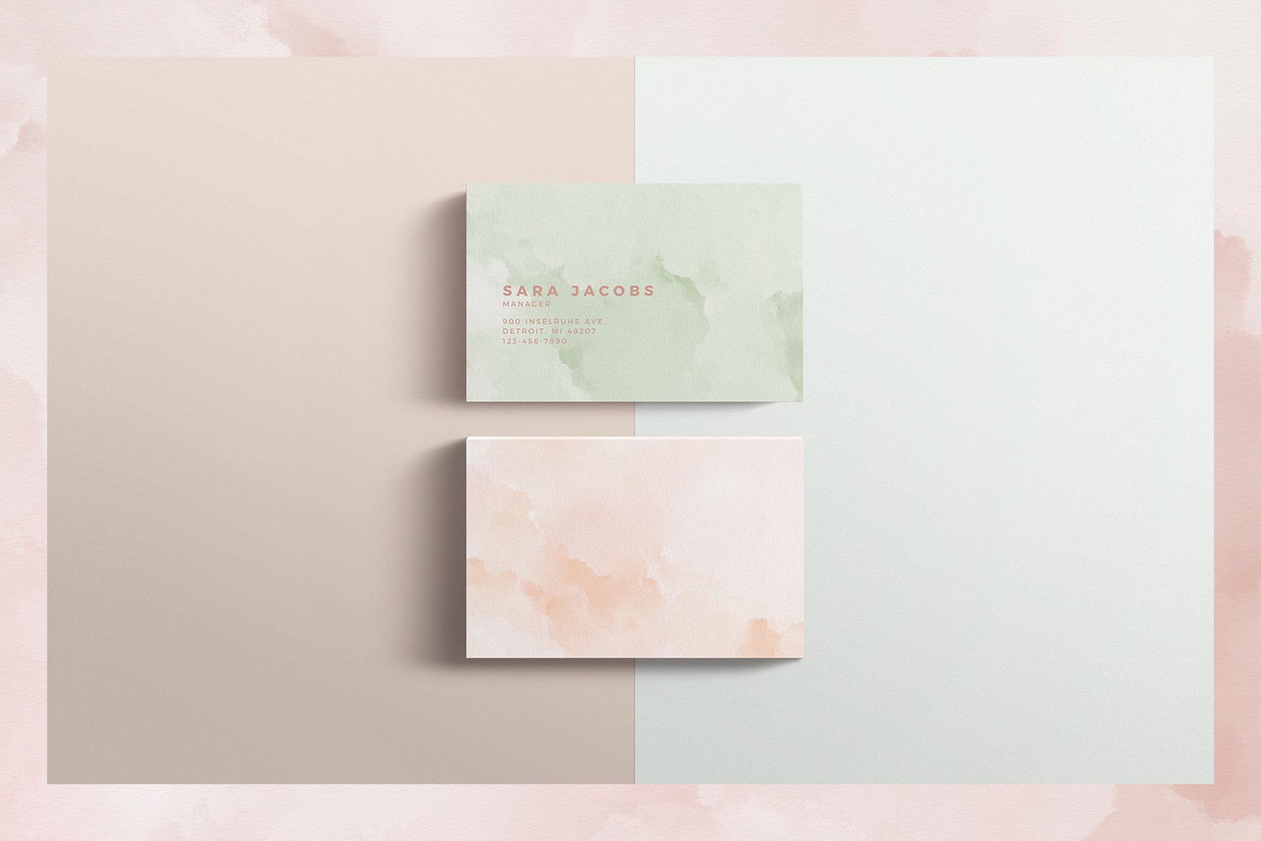 business card design with pastel textures